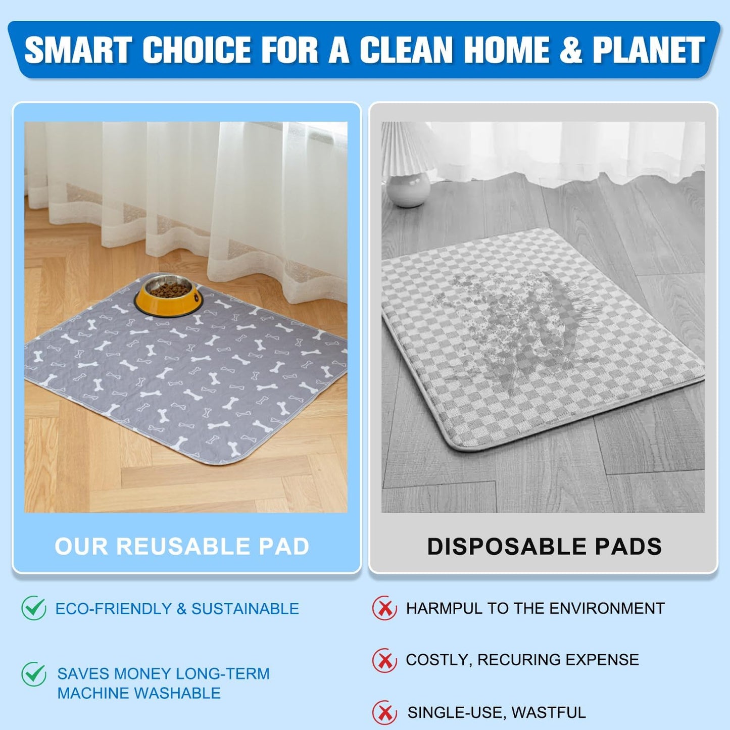 2 Pack Puppy Pads with Pheromones,Washable Puppy Pads for Dogs,Leak-Proof & Anti-Slip,Reusable Absorbent Dog Training Pad for for Playpen,Whelping Box,Potty Training (27.6" × 31.5")
