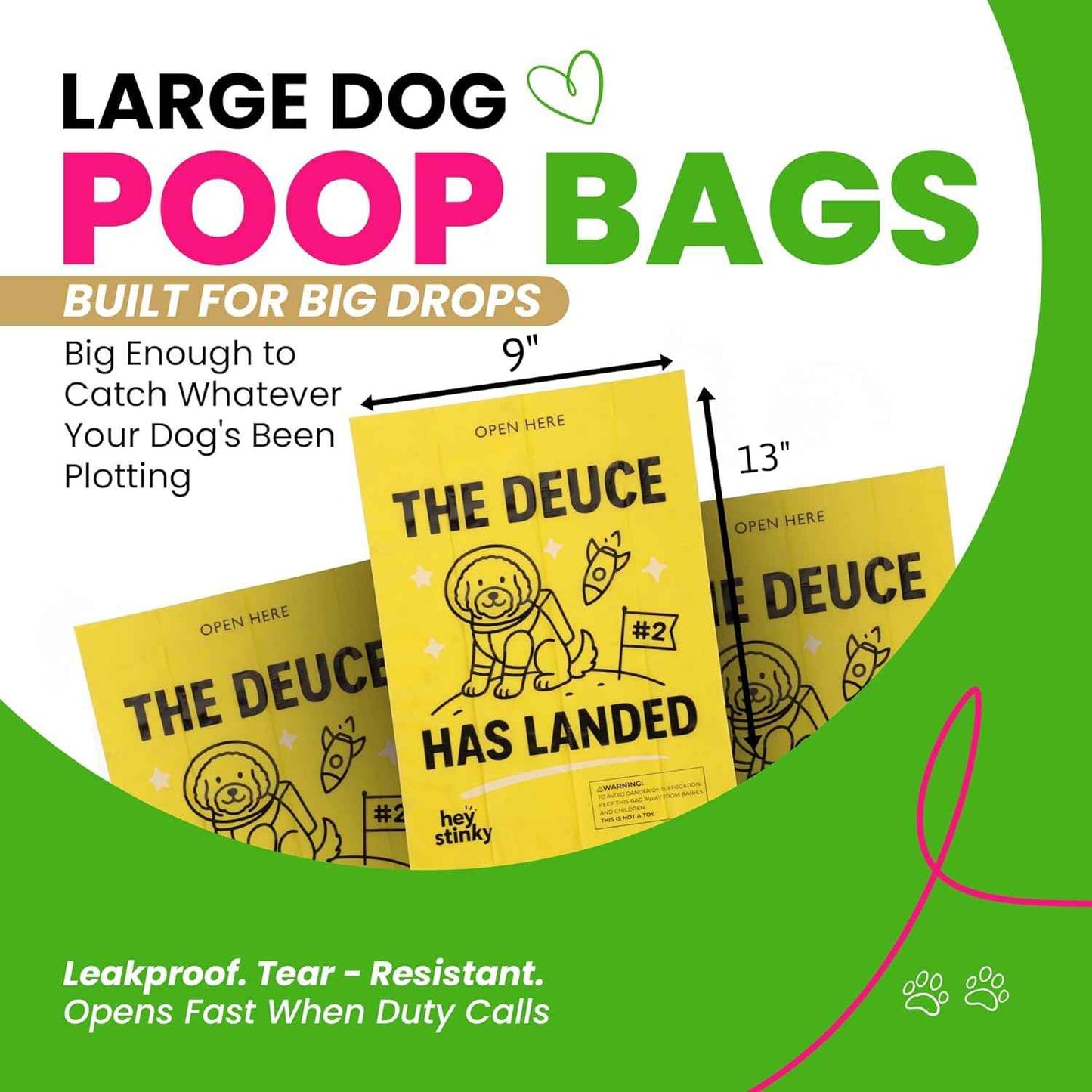 Dog Poop Bags 120 Count – Leakproof, Extra Thick & Easy Open | Unscented Plant-Based | Hey Stinky (8 Rolls)