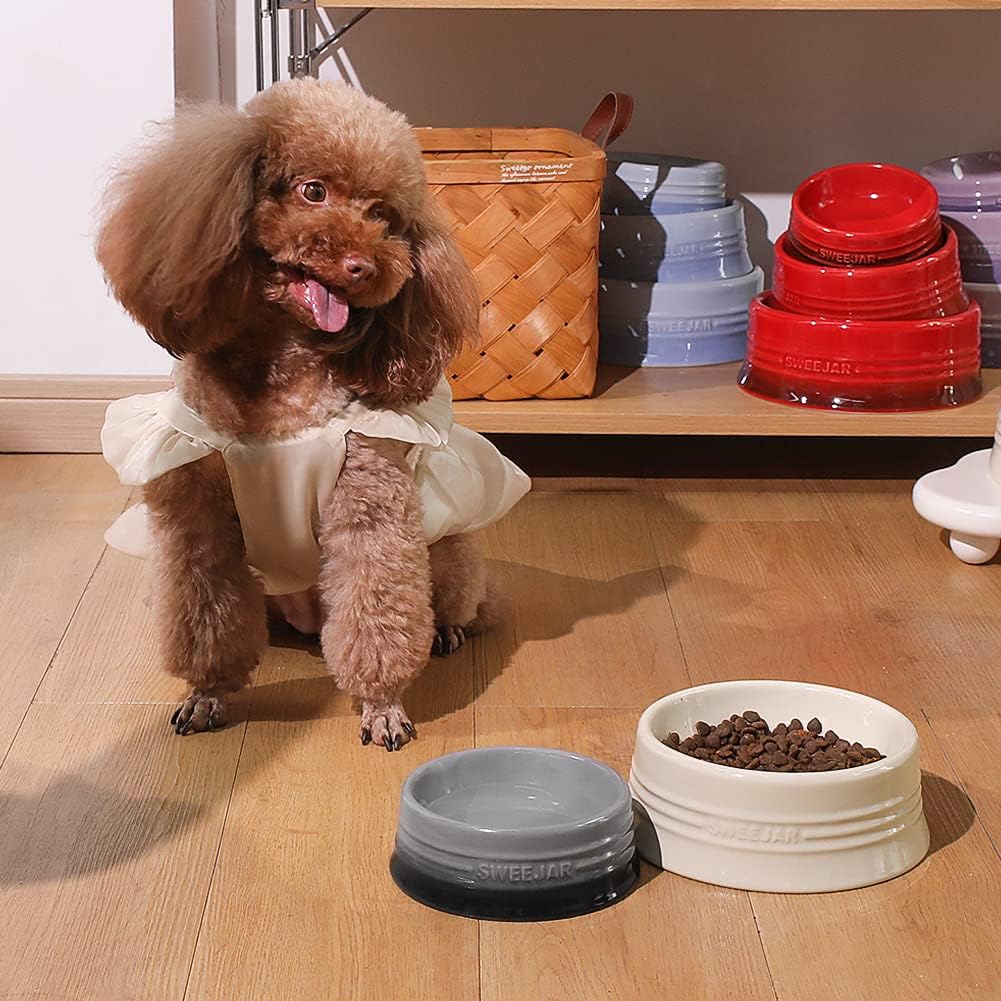 SWEEJAR Gradient Dog Bowl, Ceramic Dog Food Dish for Puppy and Large Dog, Porcelain Pet Bowl for Food and Water (Medium (18oz), Black)