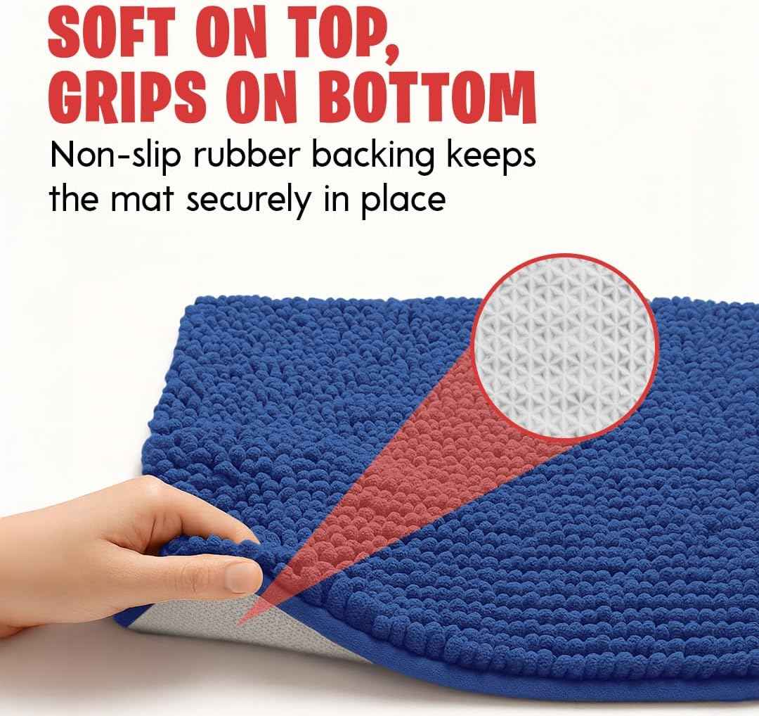 MudGuard Mat™ Dog Door Mat for Muddy Paws, Super Absorbent Microfiber, Non-Slip Indoor Mat, Quick Dry Chenille Mud Mat for Dogs & Entryway, Washable, Navy Blue 19" x 30"