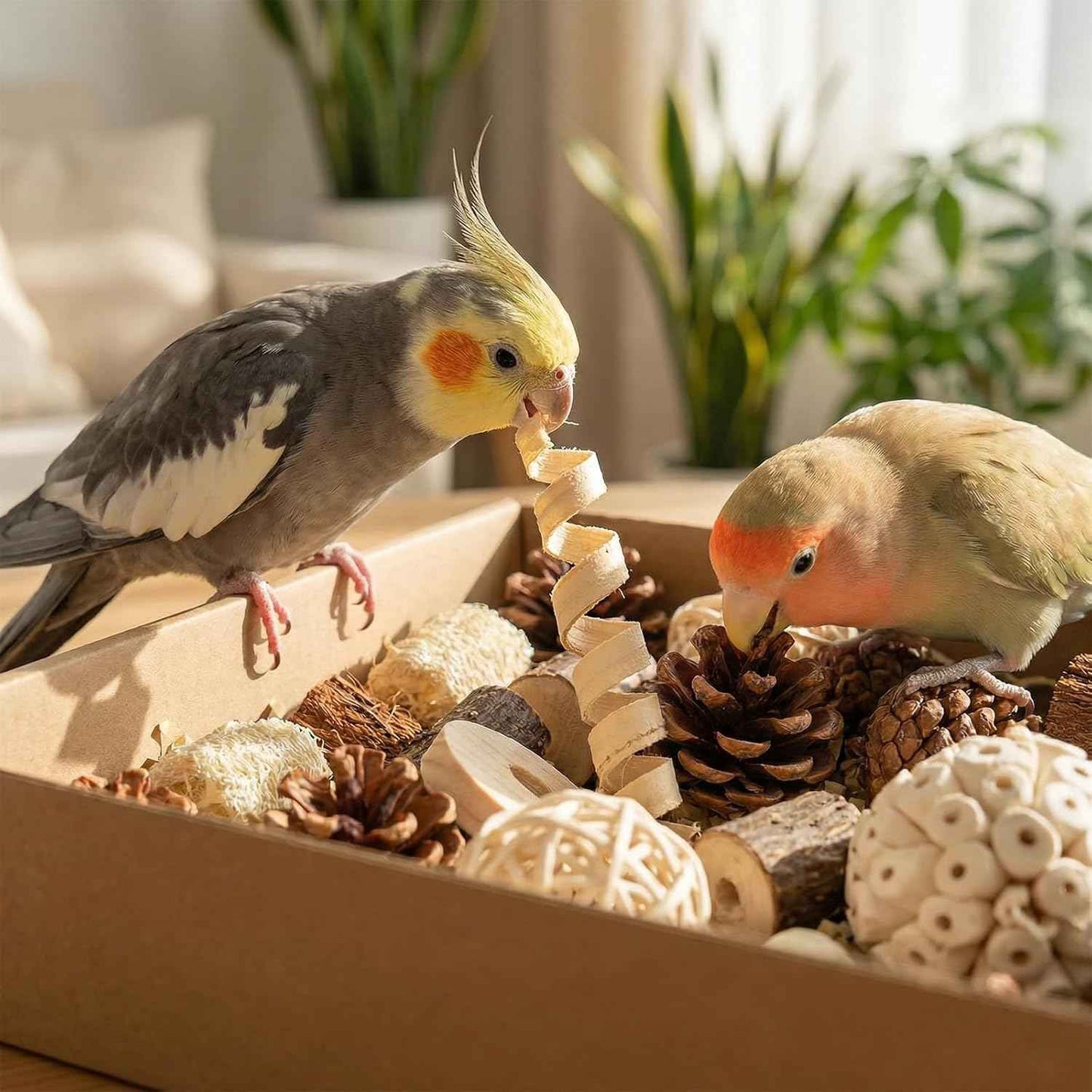 Bird Parrot Toy, Natural Bird Foraging Toy, Suitable for Cockatiels, Lovebirds, budgerigars, Small to Medium-Sized Birds (Large Size)