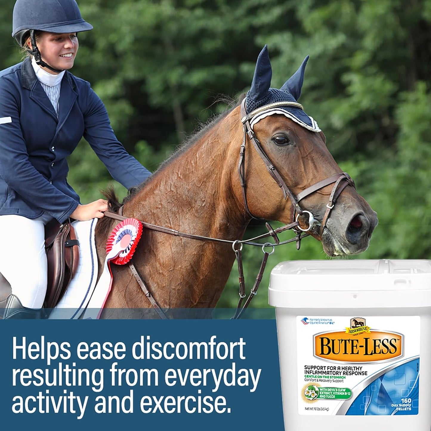 Absorbine Bute-Less Comfort & Recovery Support Supplement, Provides Long-Term Comfort, Gentle on Stomach, Includes Devil’s Claw, Vitamin B-12, Yucca, 10 lb / 160 Day Supply
