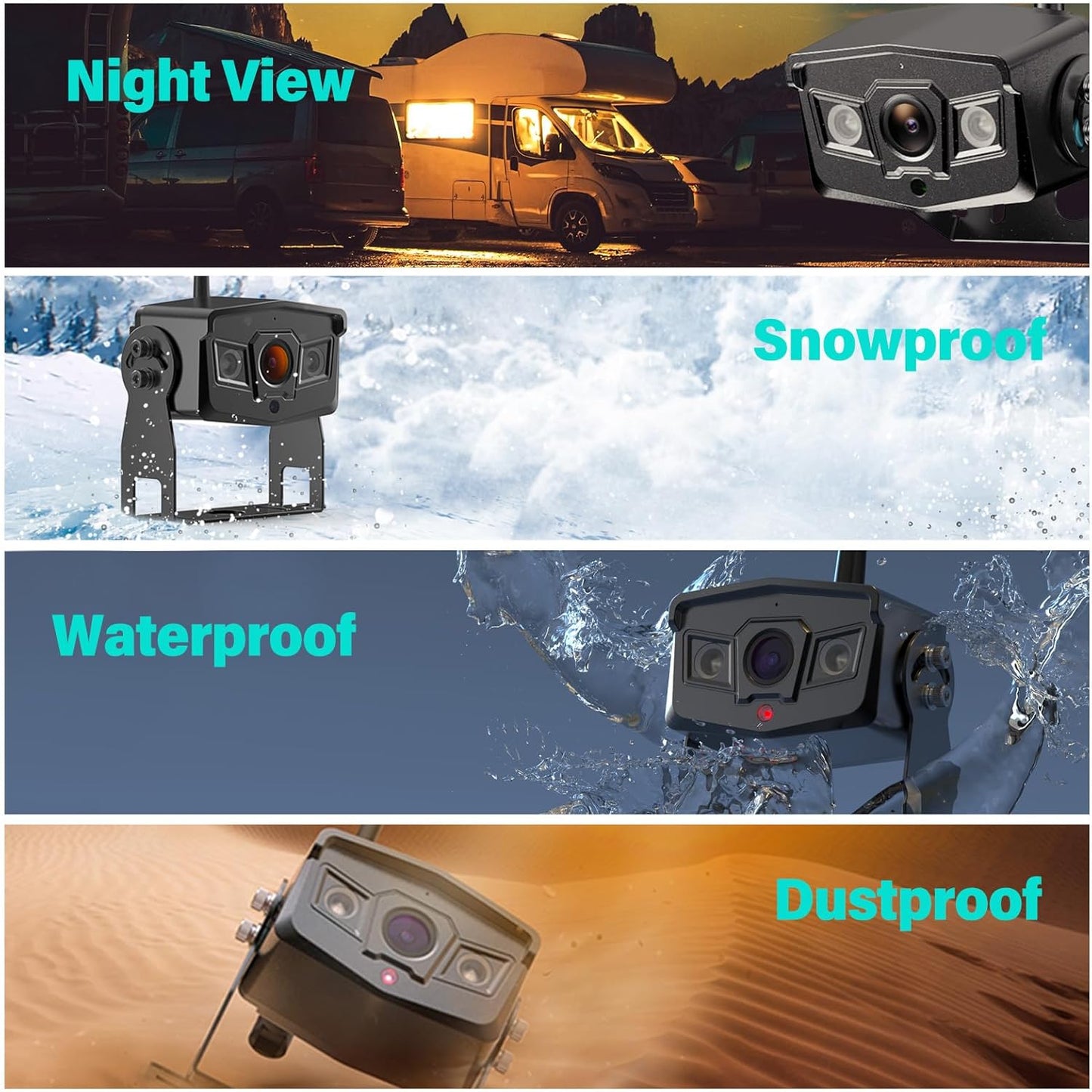 10" Wireless Backup Camera System, HD 1080P Digital Back Up Camera Systems with 10 Inch Quad Split DVR Monitor for Truck, RV, Trailer, W102