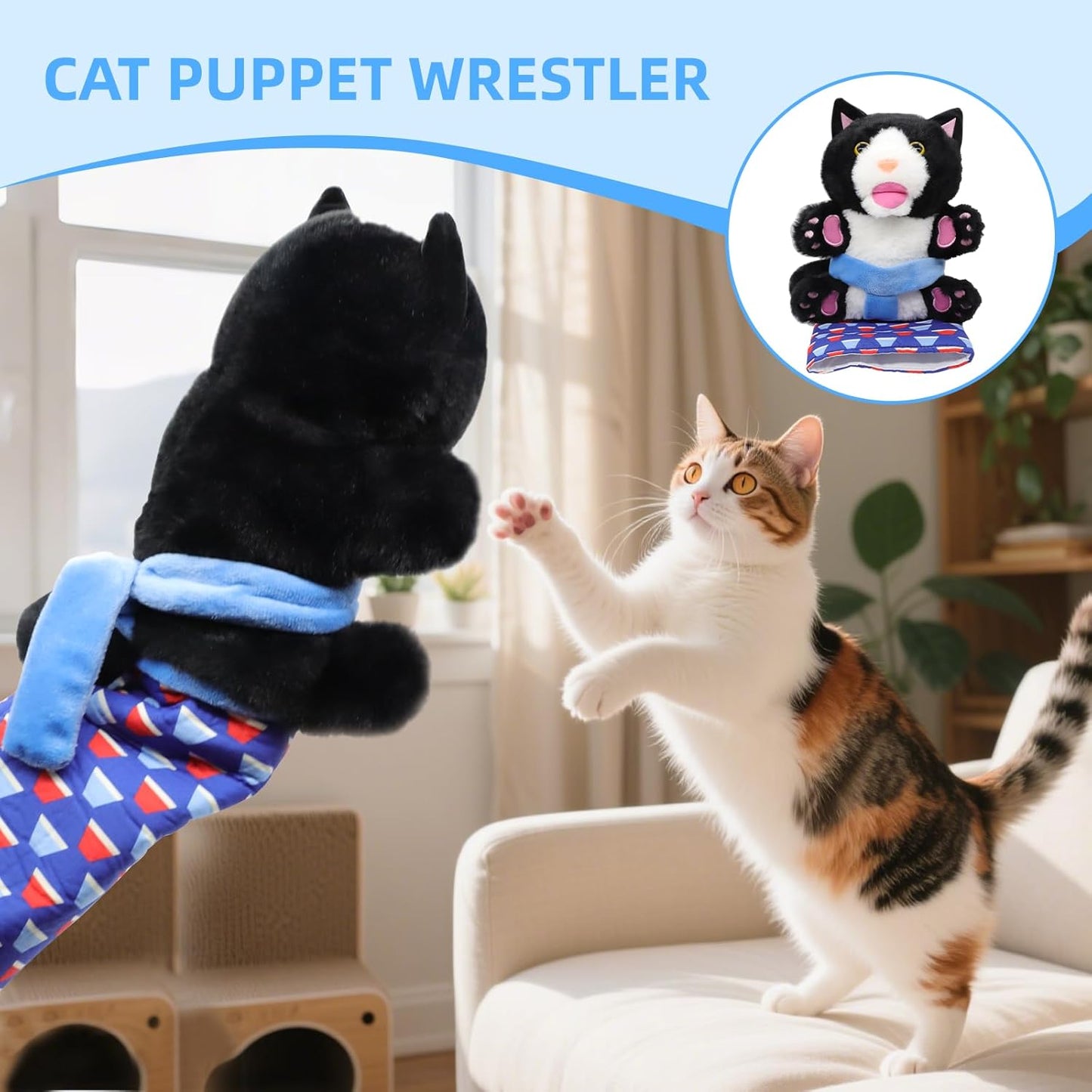 Cat Wrestling Toys Puppet,Cat Wrestling Glove,Cats Wrestler for Cultivate Pets' Interests,Hand Puppets with Tough Padding for Safe and Fun Interactive Play Cat Toy Gift