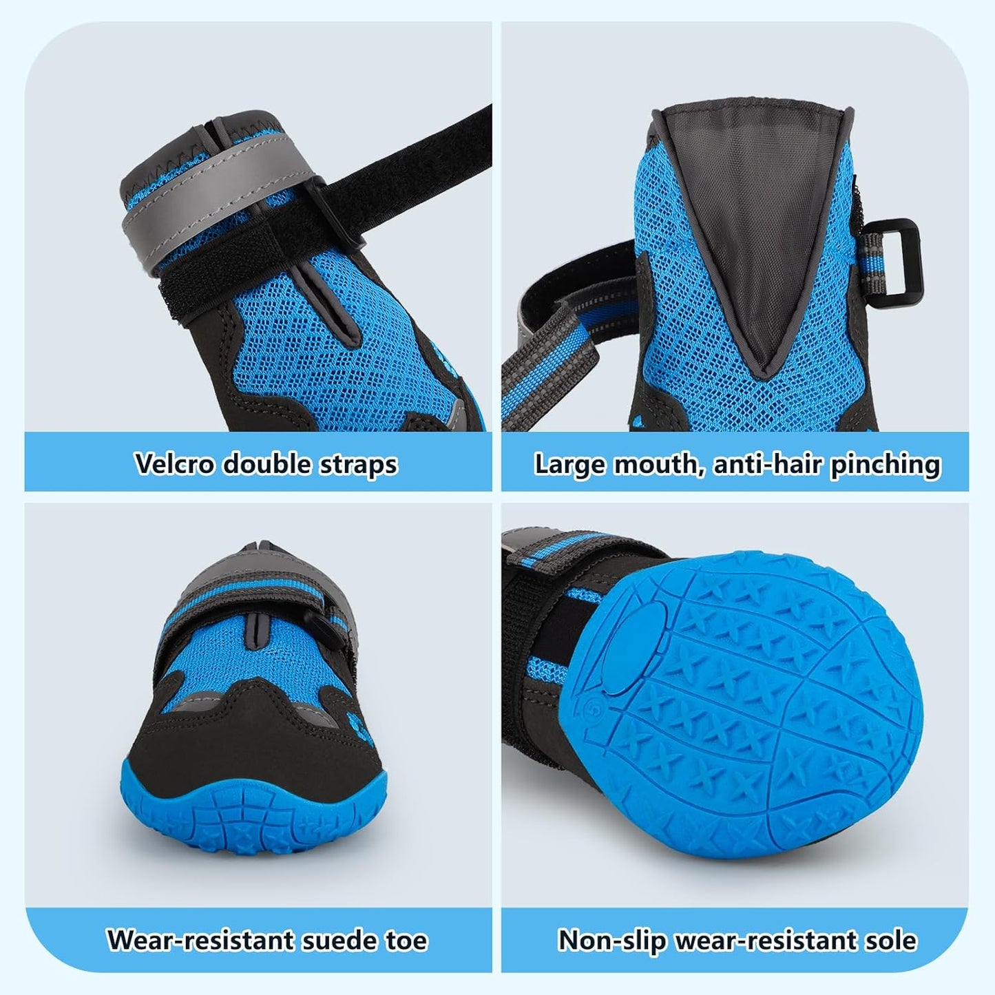Dog Shoes for Large Medium Small Dog, Mesh Breathable Dog Shoes for Hot Pavement, Anti-Slip Dogs Boots Paw Protectors with Reflective for Outdoor Walking Indoor Hardfloors (Size 7)