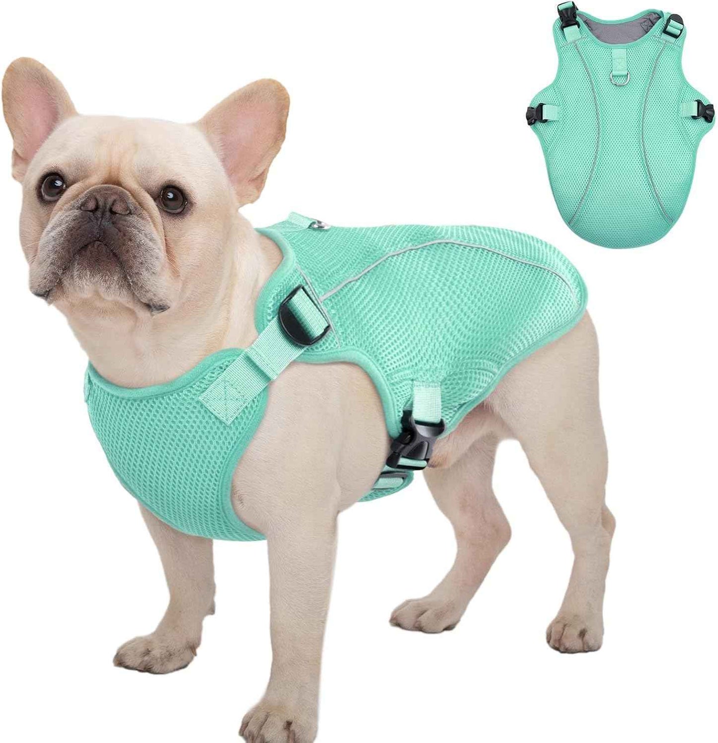 Kuoser Dog Cooling Vest Harness, Small Dog Cooler Jacket with Adjustable Buckle for Outdoor Beach, Hiking, Training Green S