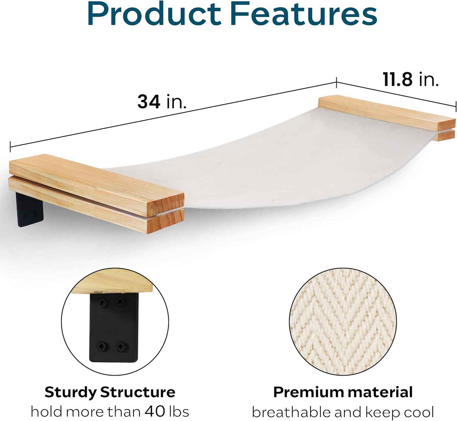 SANDPEAK Cat Wall Hammock | Cat Shelves for wall | Bridge, Shelf and Perches | Modern Wall Furniture for Indoor Cats | Mounted Hammock Bed for Sleeping, Playing, and Lounging.
