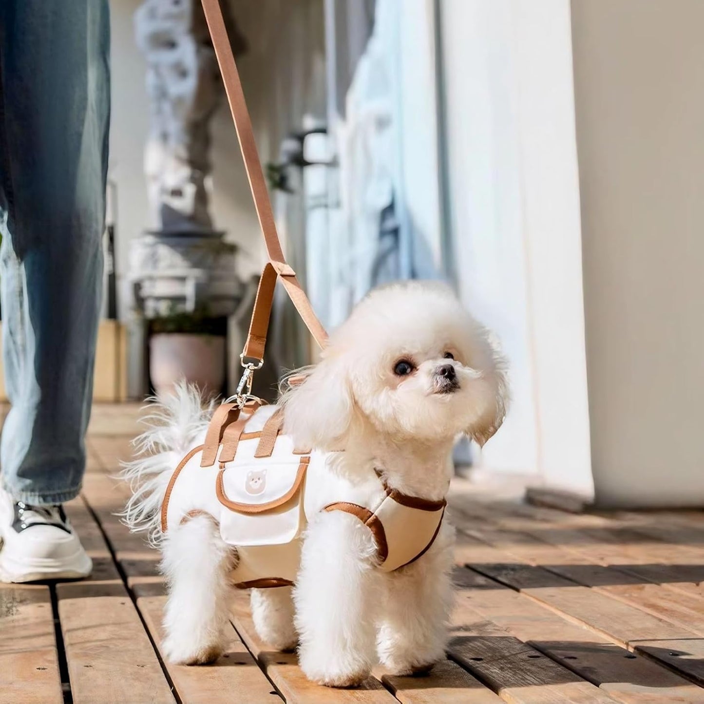 Snuggle Sling Dog Carrier, Adjustable Full Body Lift Harness for Small Dogs and Cats, Portable Breathable Pet Carrier Backpack with Hands-Free Shoulder and Treat Bag(Small)