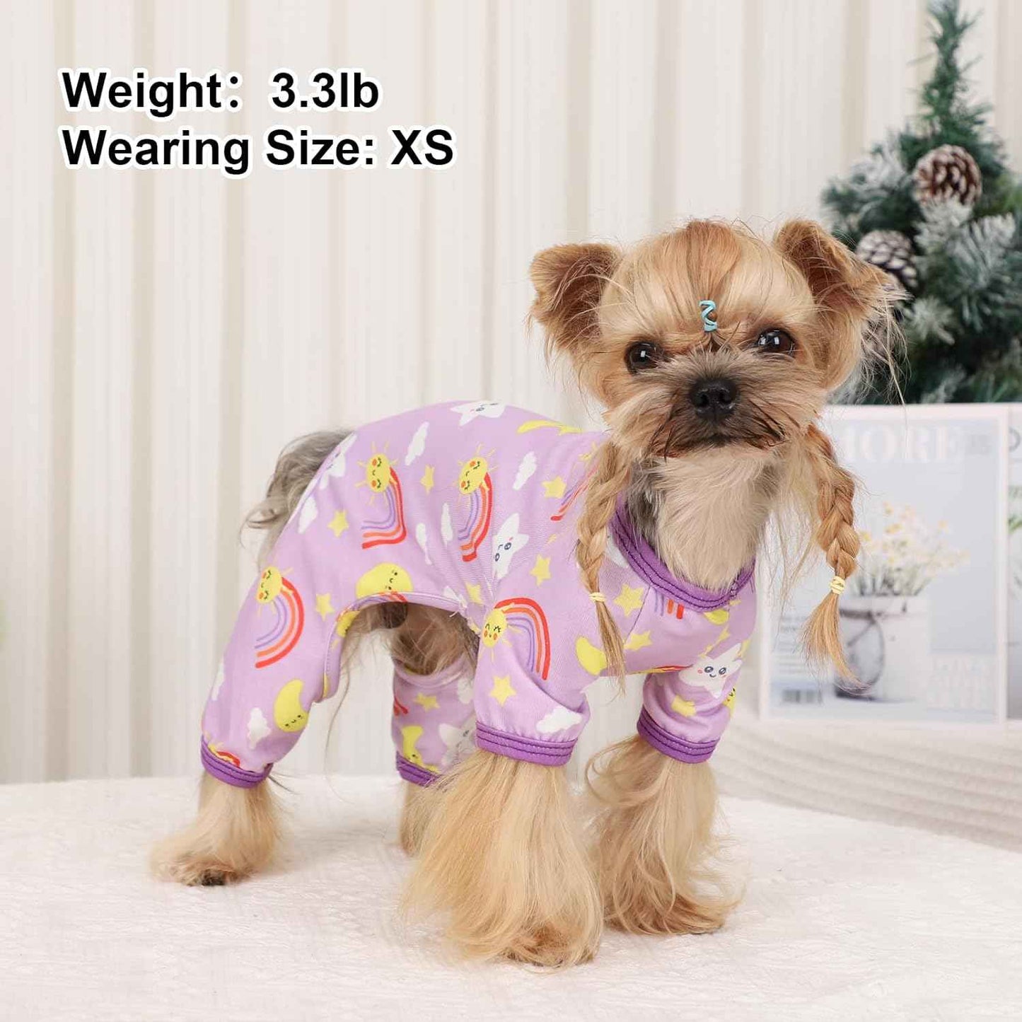Dog Pajamas Pjs Spring Summer Dog Clothes for Small Dogs Girl - Boy - Small Size Dogs, Soft Stretchy Puppy Clothes Doggie Onesies Cat Pet Jammies Outfit (Star Purple, Medium)