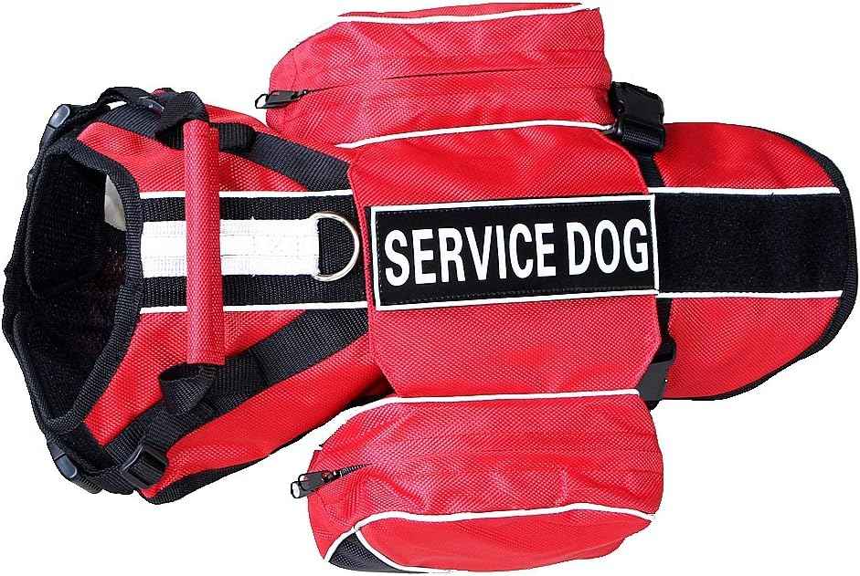 Dog Saddlebag Backpack, Back Pack Dog Harness, Camping & Travel Vest Harness, Reflective Hound Hiking Backpack Saddle Bag Lightweight, for Medium & Large Dogs (Red, S Girth 16-20")