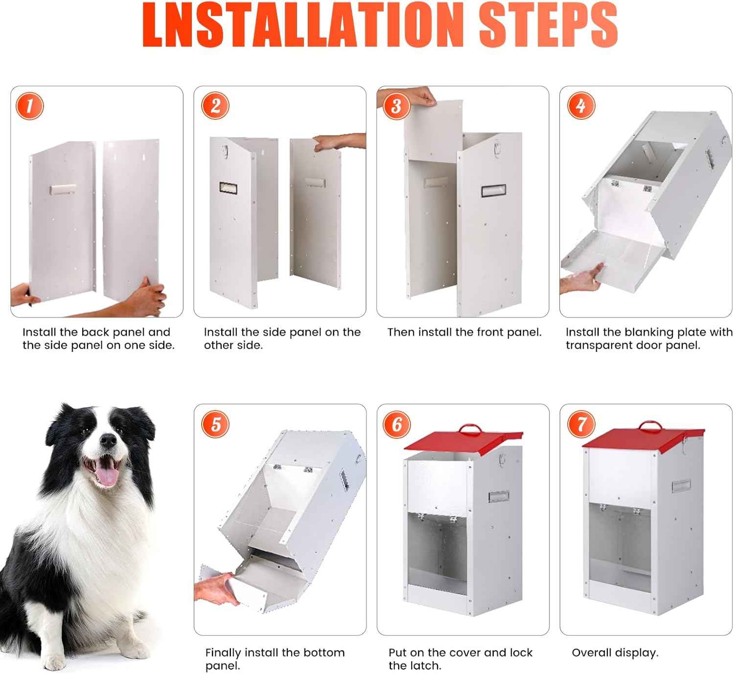 Large Automatic Dogs Feeder with Handle, 25 Lbs Indoor and Outdoor Gravity Dog Food Dispenser Container for Large Breed, 11.5'' L X 9.8'' W X 23'' H Hanging Auto Feeder