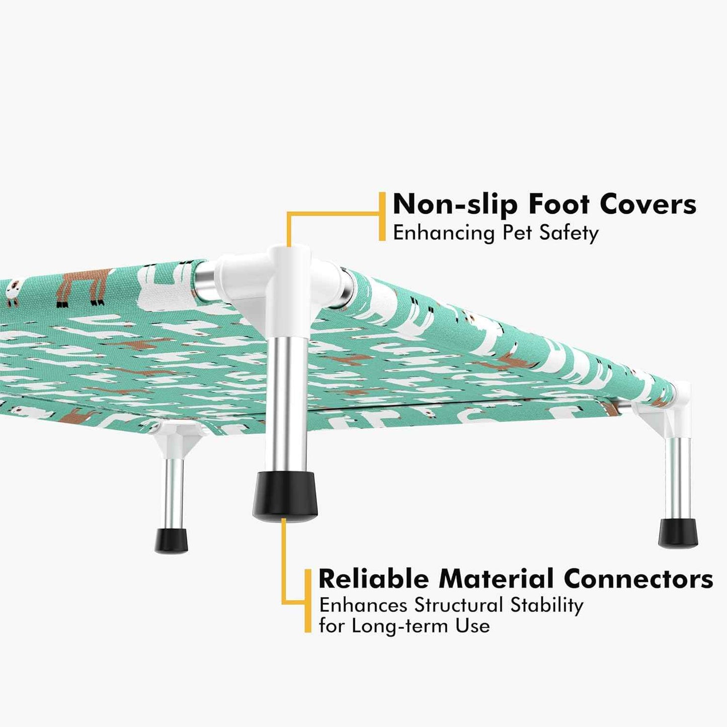 Cute Alpaca Print Elevated Dog Bed - Portable Cooling Pet Cot for Medium Dogs - Breathable Thickened Fabric Hammock, Crate Compatible, Indoor & Outdoor Use