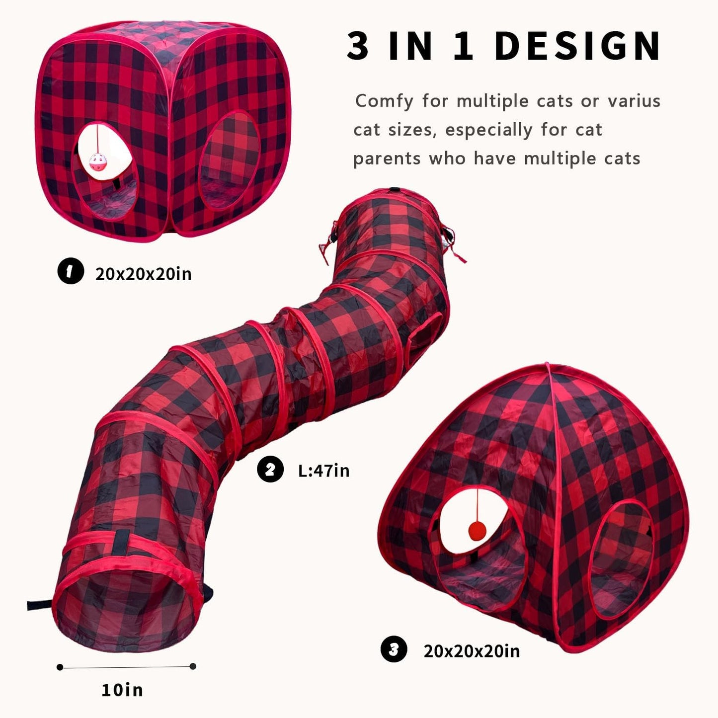 Cat Tunnel & Tent Combo — Interactive 3-in-1 Play Set