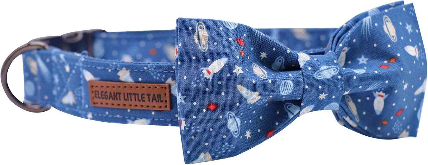 Elegant little tail Dog Collar with Bow, Cotton & Webbing, Bowtie Dog Collar, Adjustable Dog Collars for Small Medium Large Dogs and Cats