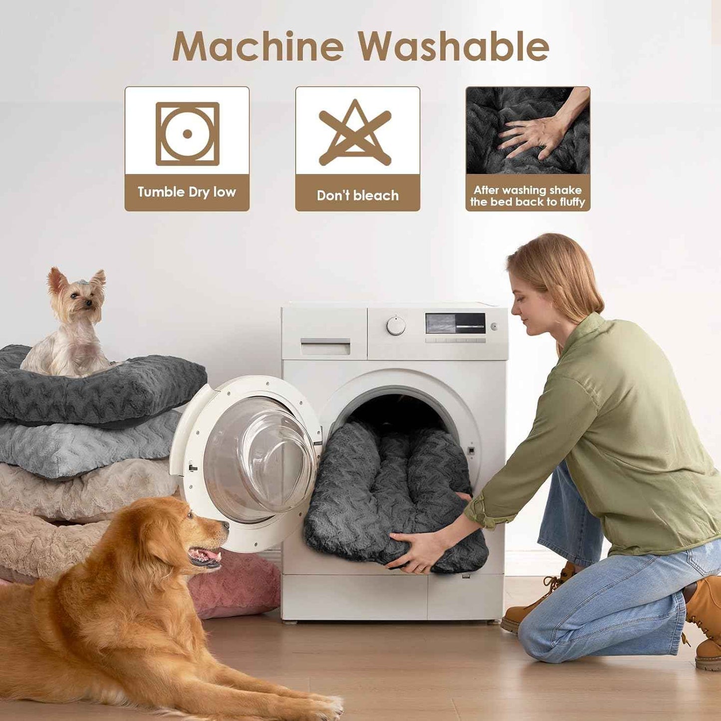EHEYCIGA Washable Large Dog Bed for Crate 35x23 Inch, Reversible Kennel Pad for Dogs Weight Up to 45 lbs, Plush and Comfy Pet Sleeping Mat, Charcoal