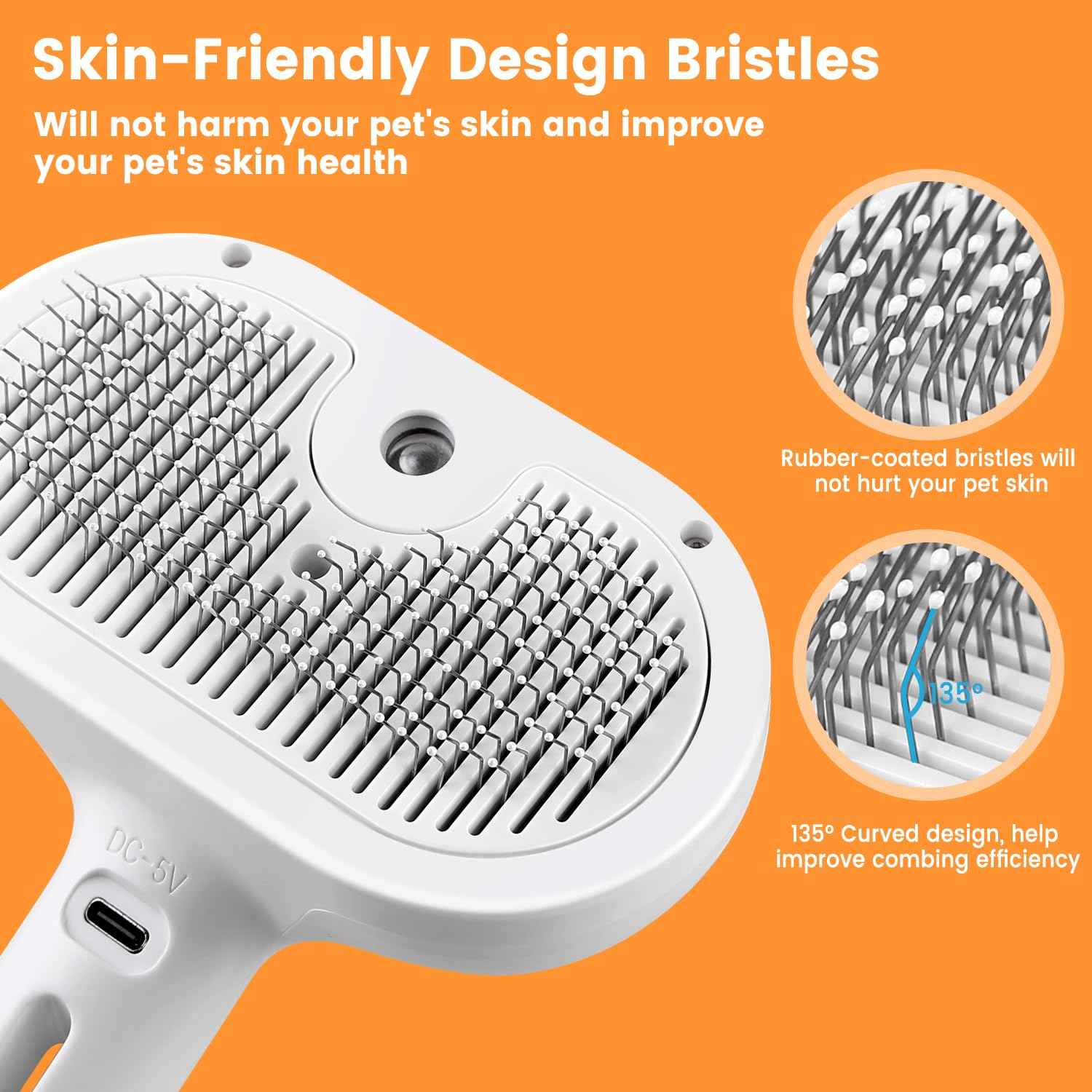 Pet Steam Brush for Indoor Cats & Dogs, Self Cleaning Cat Brush for Shedding & Grooming Supplies, Anti-Static & Anti-Flying Hair Water Mist Spray Hair Removal Comb for Long & Short Haired Animals