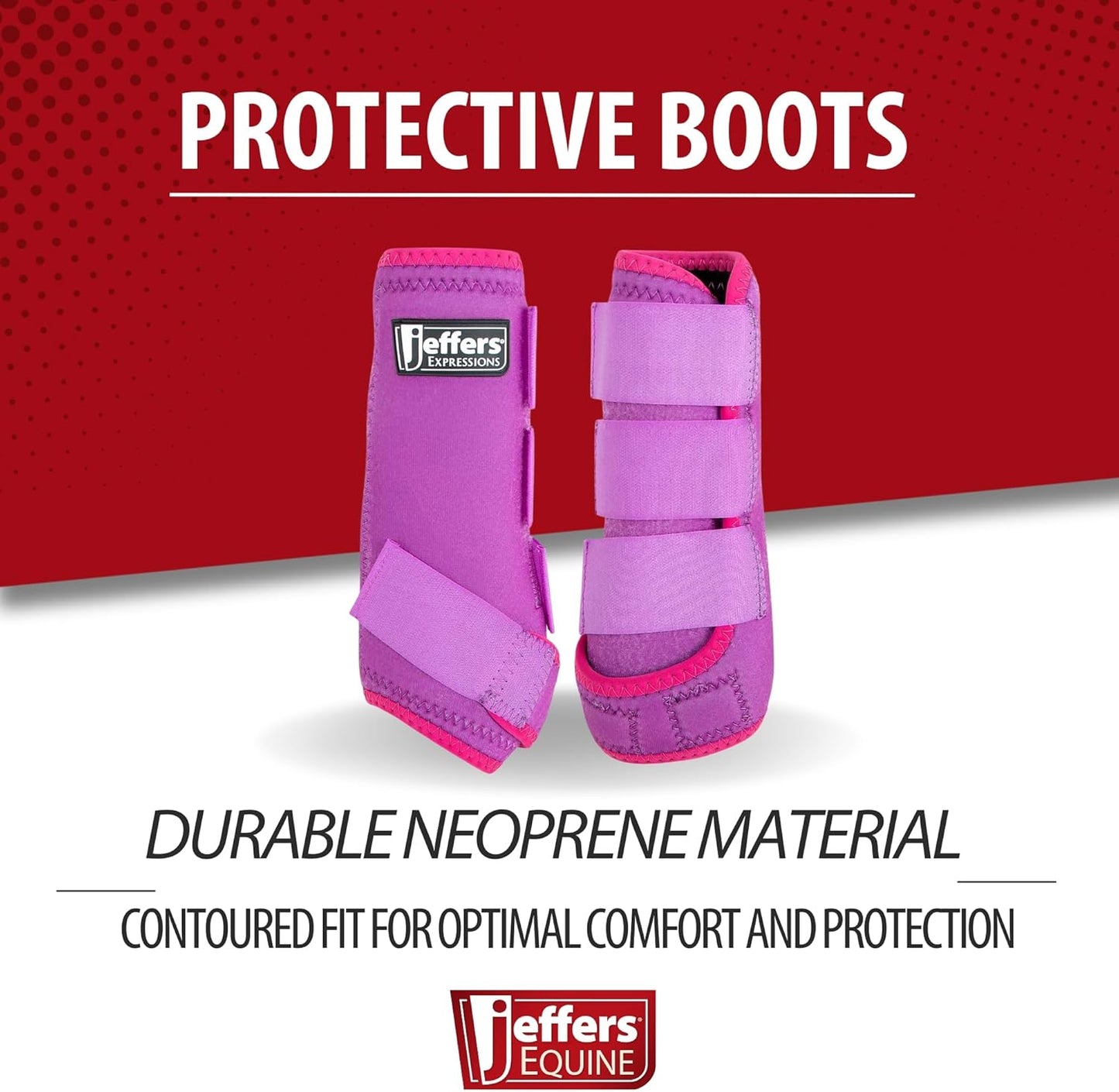 Jeffers Expression Neon Horse Boots 1 Pair - Purple & Pink, Breathable Neoprene, Secure Strap Closures, Durable Premium Protection for Jump Training & Trail Riding - Front & Hind, Medium Size