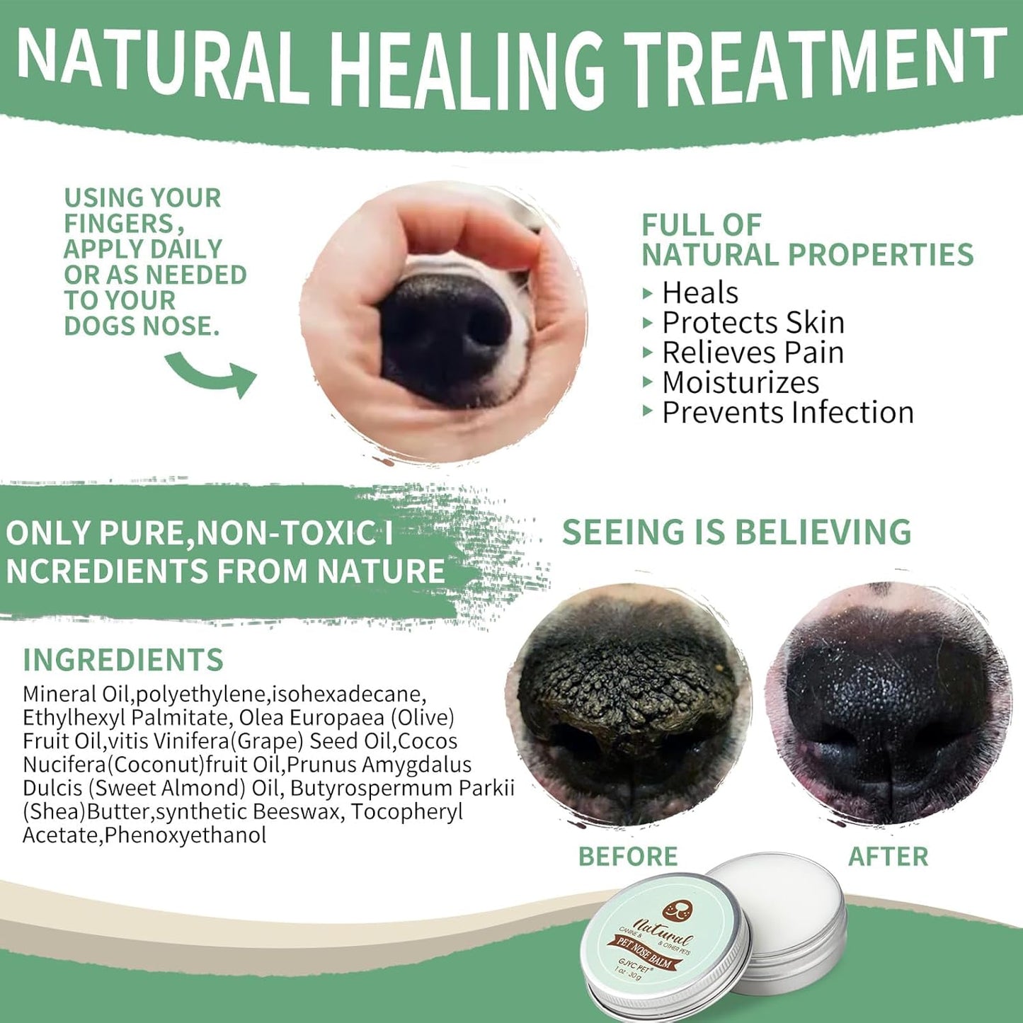 Snout Soother Nose Balm for Dogs & Cats - Natural Healing & Moisturizing Balm for Dry, Cracked Snouts - Plant-Based, Soothing Skin Formula