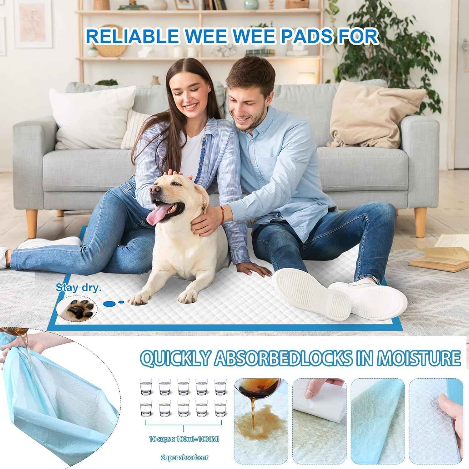 XXXL Puppy Pee Pads for Dogs 36"x36" 40 Count, Extra Large Dog Pee Pads, Leak-Proof & Super Absorbent Dog Pee Pads, Thicken Disposable Potty Pads Puppy Training Pads for Cats Rabbits