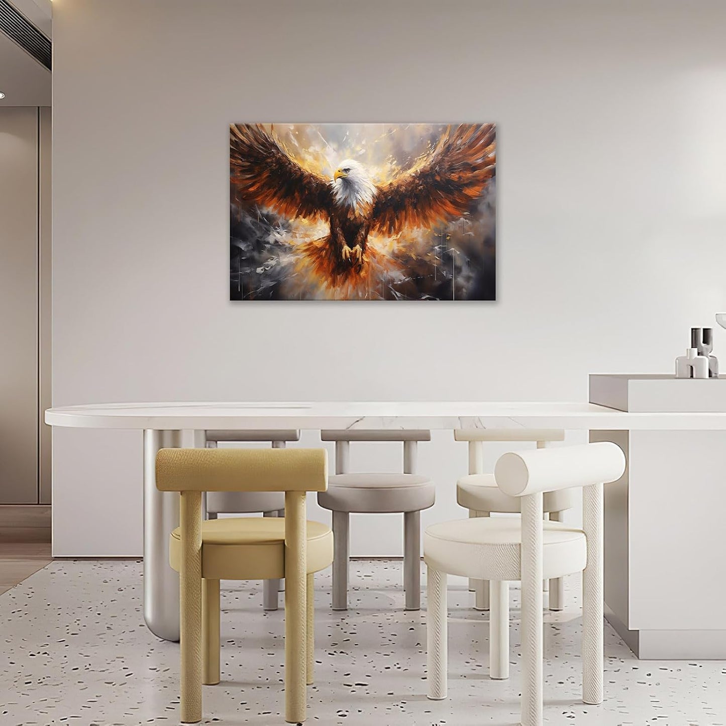 Bald Eagle Animal Large Canvas Flying Bird Wildlife Oversize Wall Art Living Room Big Wings Kitchen Pictures Framed Prints Aesthetics Wall Decor Painting Artwork for Bedroom Dining Office Home 24"x16"