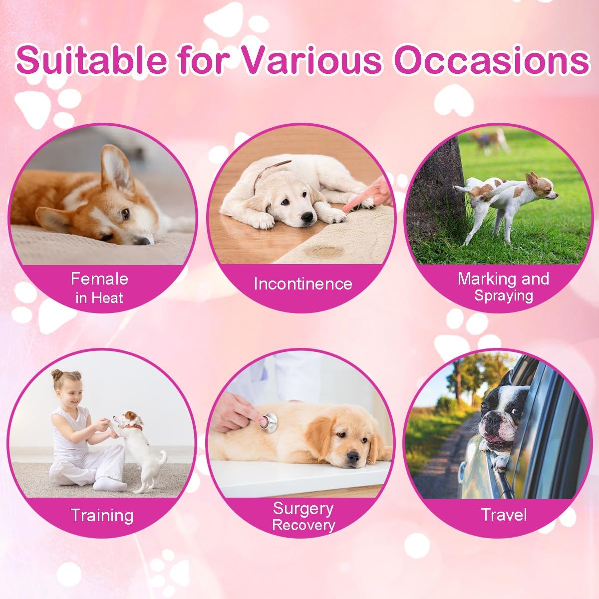 90 Count Disposable Dog Diapers Female, Super Absorbent Pink Puppy Doggie Diapers for Small Female Dogs Urination or Incontinence (Waist 10-16.5 in S)
