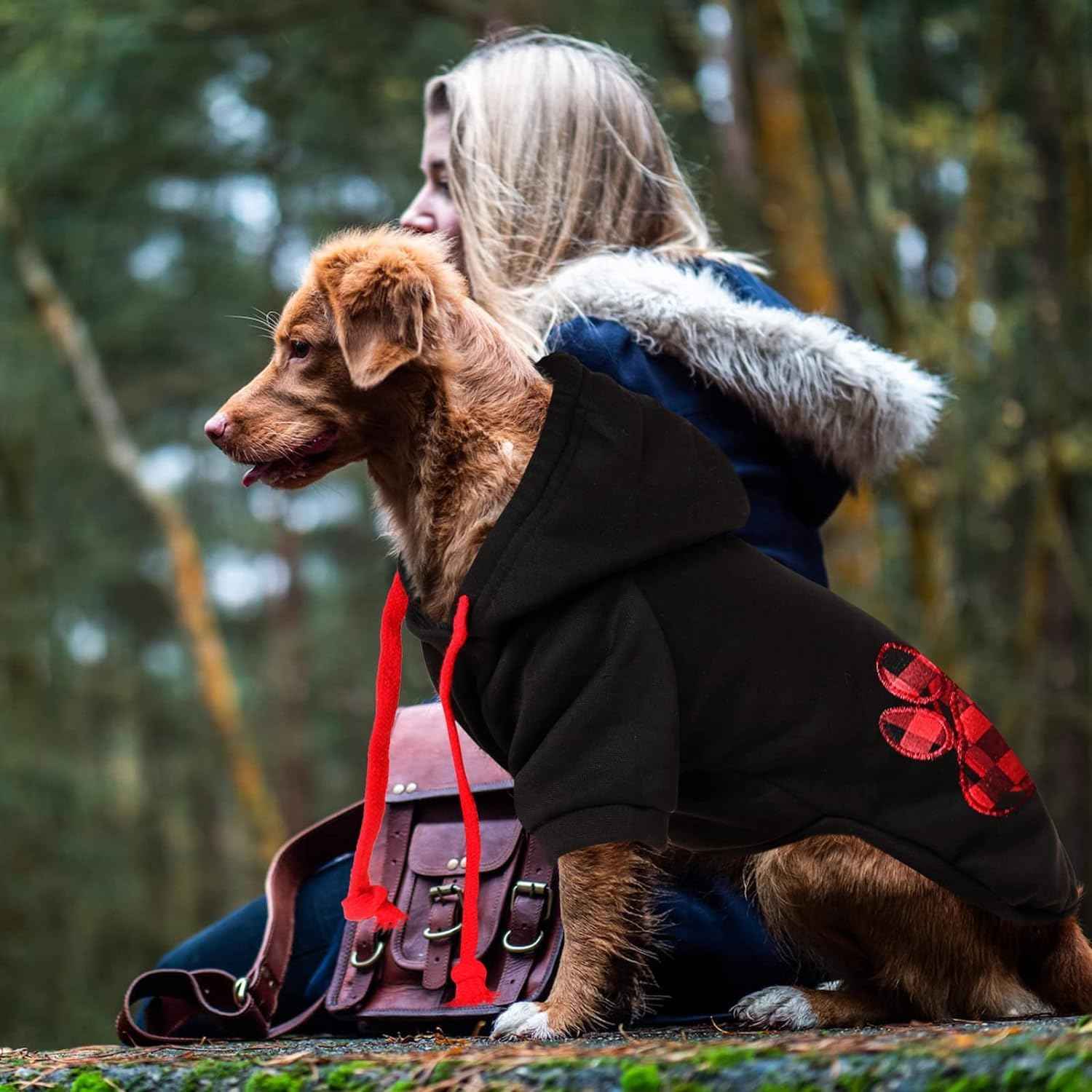 SAWMONG Dog Hoodie,Flannel Pet Hooded Sweater with Hat Puppy Pullover Sweater Shirt,Dog (Black,2XL)