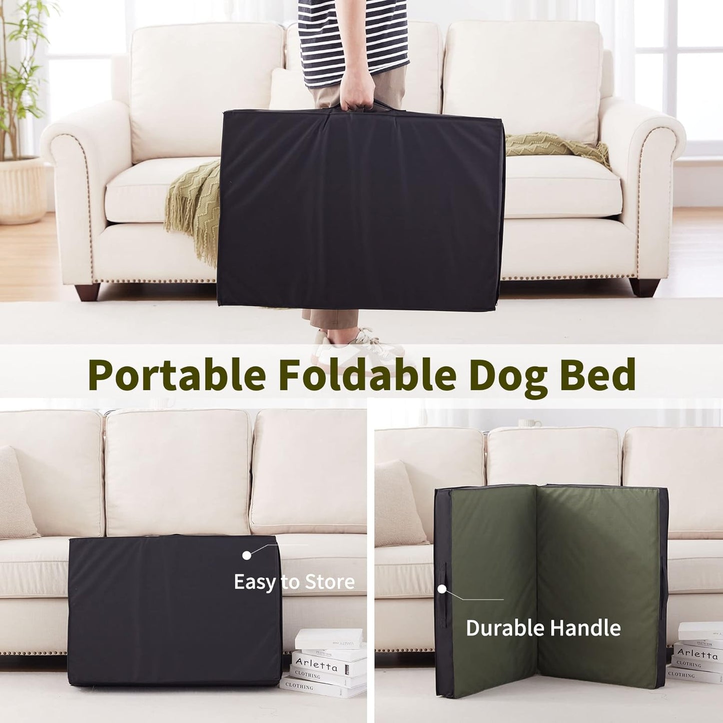 Outdoor Dog Bed for Large Dogs, Waterproof & Washable, Foldable & Orthopedic, 41" All-Weather