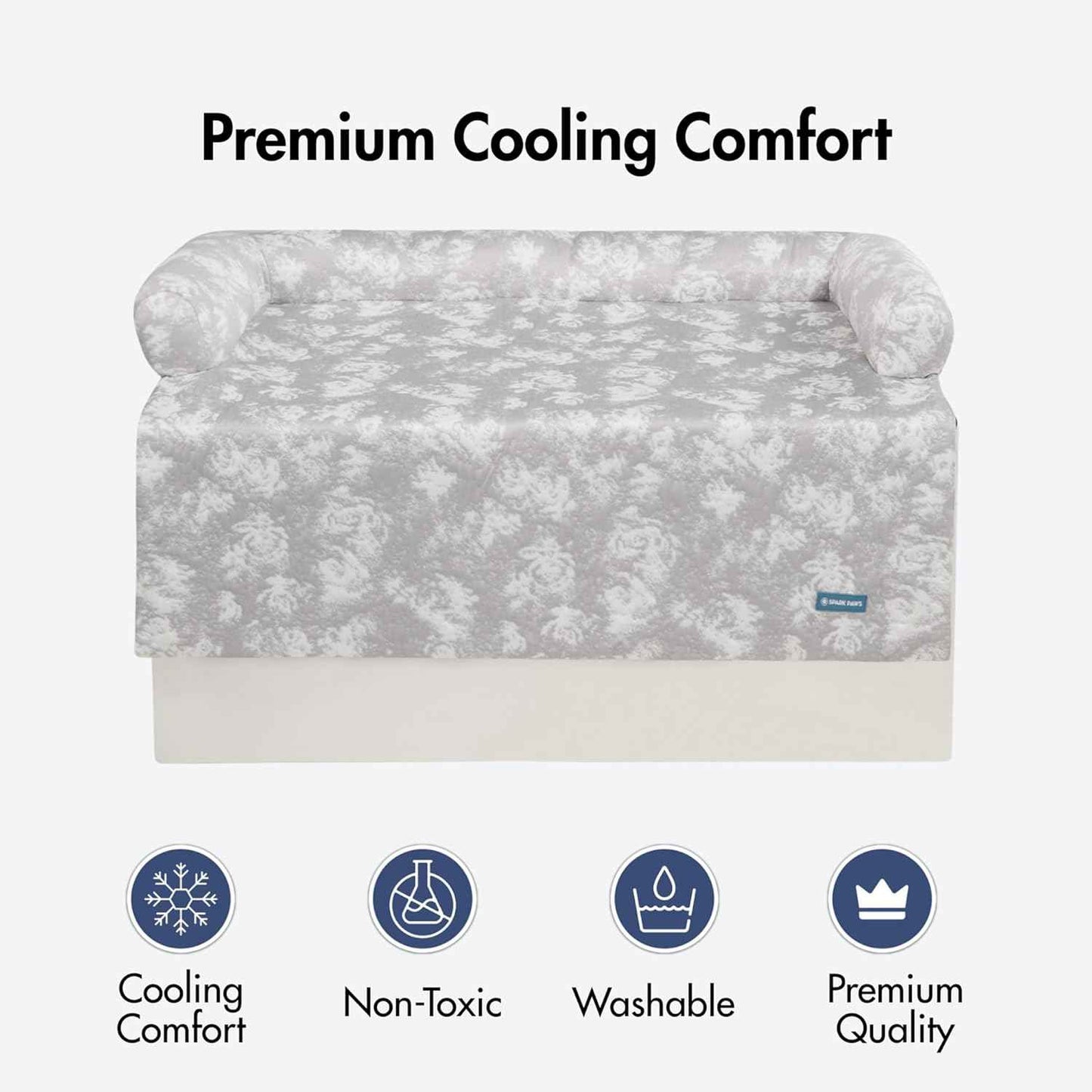 Spark Paws Cooling Couch Cover Dog Bed, Furniture Protector Mat, Non-Toxic Washable Pet Cooling Pad for Large & Small Dog - Cloud Grey - Size S