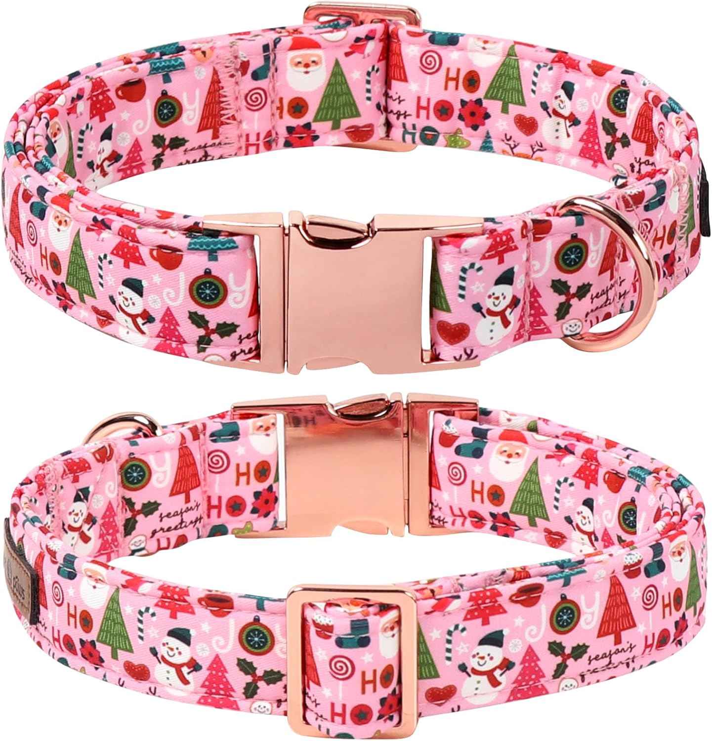 Lionet Paws Christmas Dog Collar with Bow tie,Cute Ho Christmas Tree Snowman Pink Dog Collar Bow Tie for Dogs and Cats Female, XS, Neck 8-12 inches
