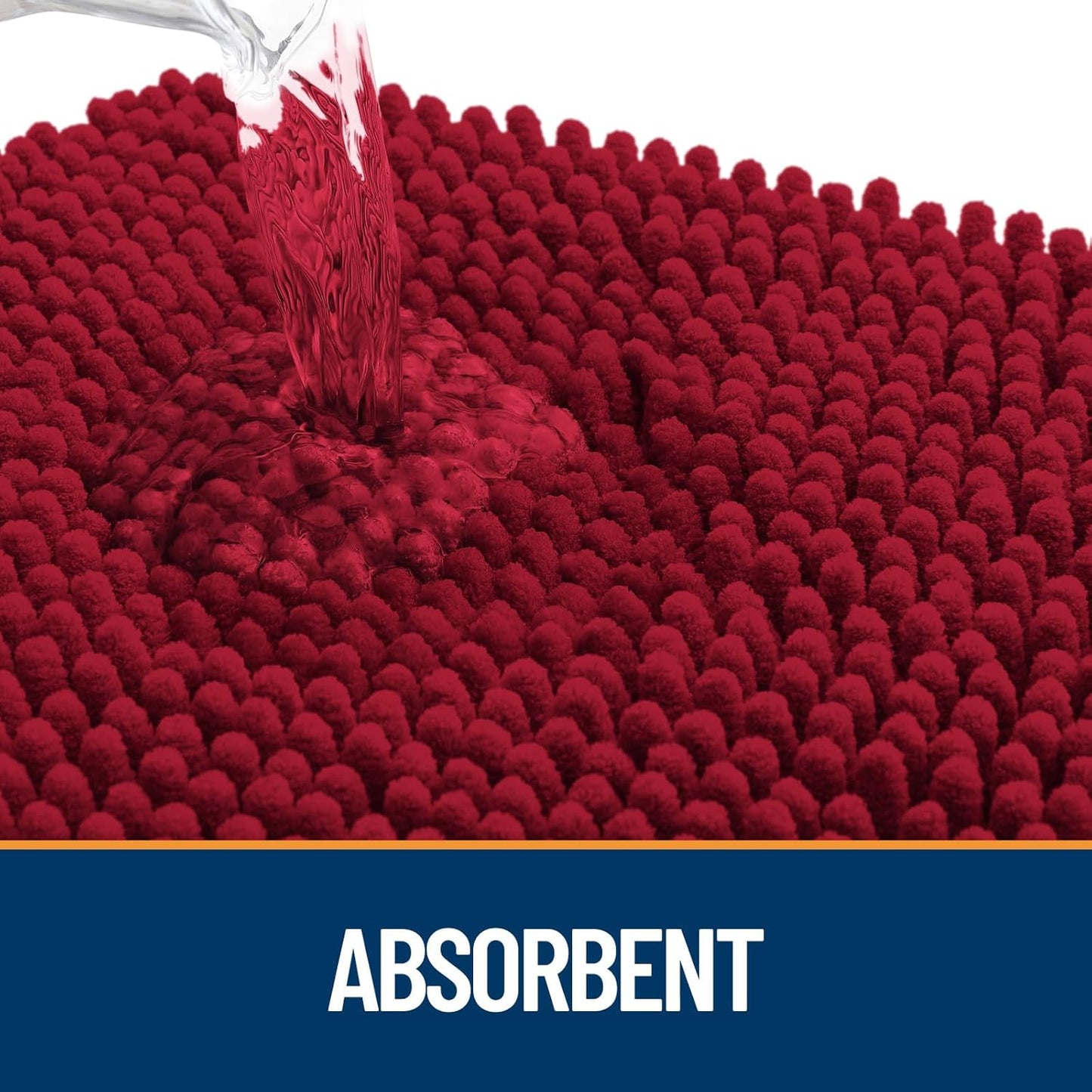 OLANLY Dog Door Mat for Muddy Paws 48x30, Absorbs Moisture and Dirt, Absorbent Non-Slip Washable Doormat, Quick Dry Chenille Mud Mat for Dogs, Entry Indoor Entryway Carpet for Inside Floor, Red