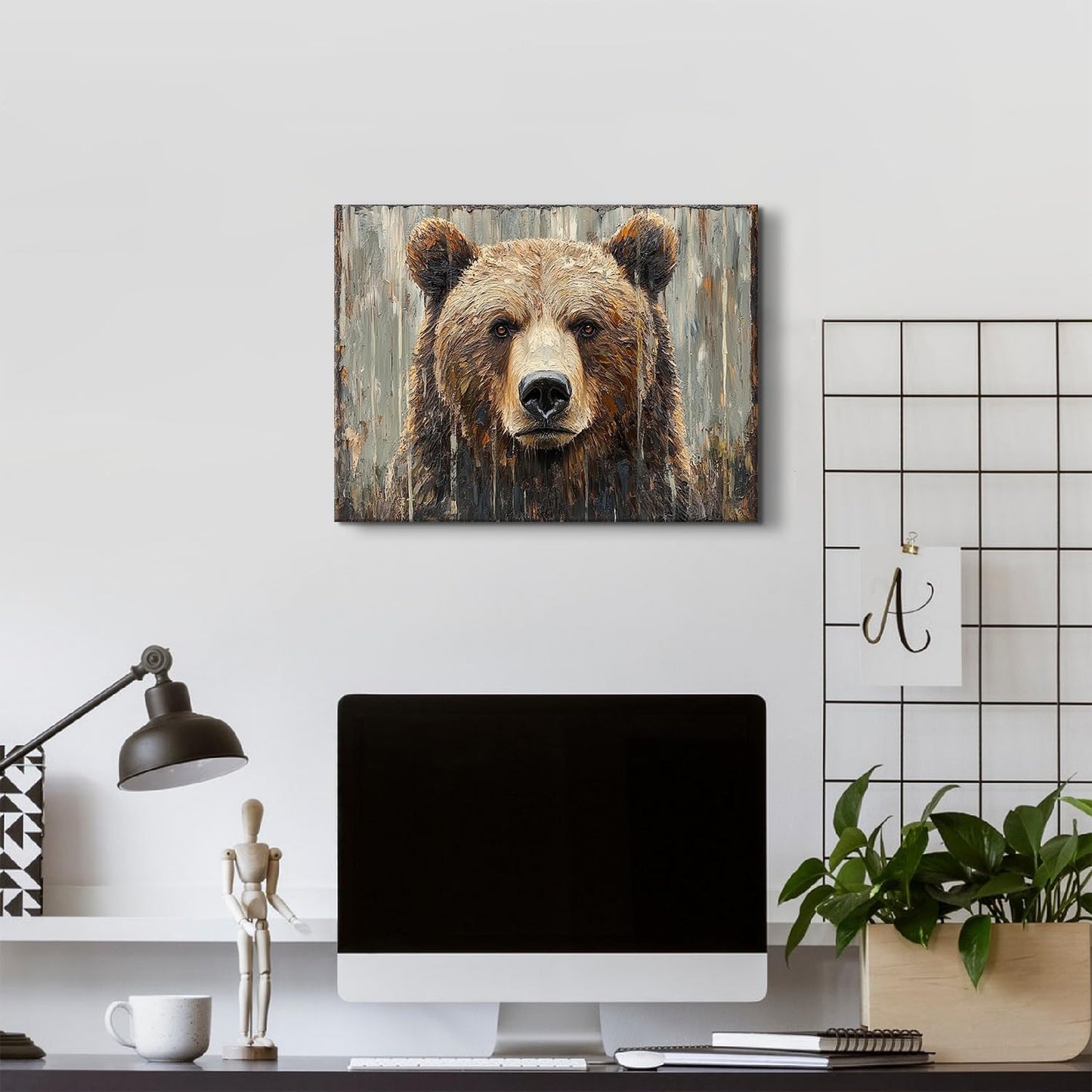 Rustic Bear Pictures Wall Decor Bear Wall Art Farmhouse Animal Decor for Bathroom Bedroom Vintage Animal Head Canvas Prints Wildlife Themed Nursery Painting Hunting Cabin Artwork Home Decoration 12x16"