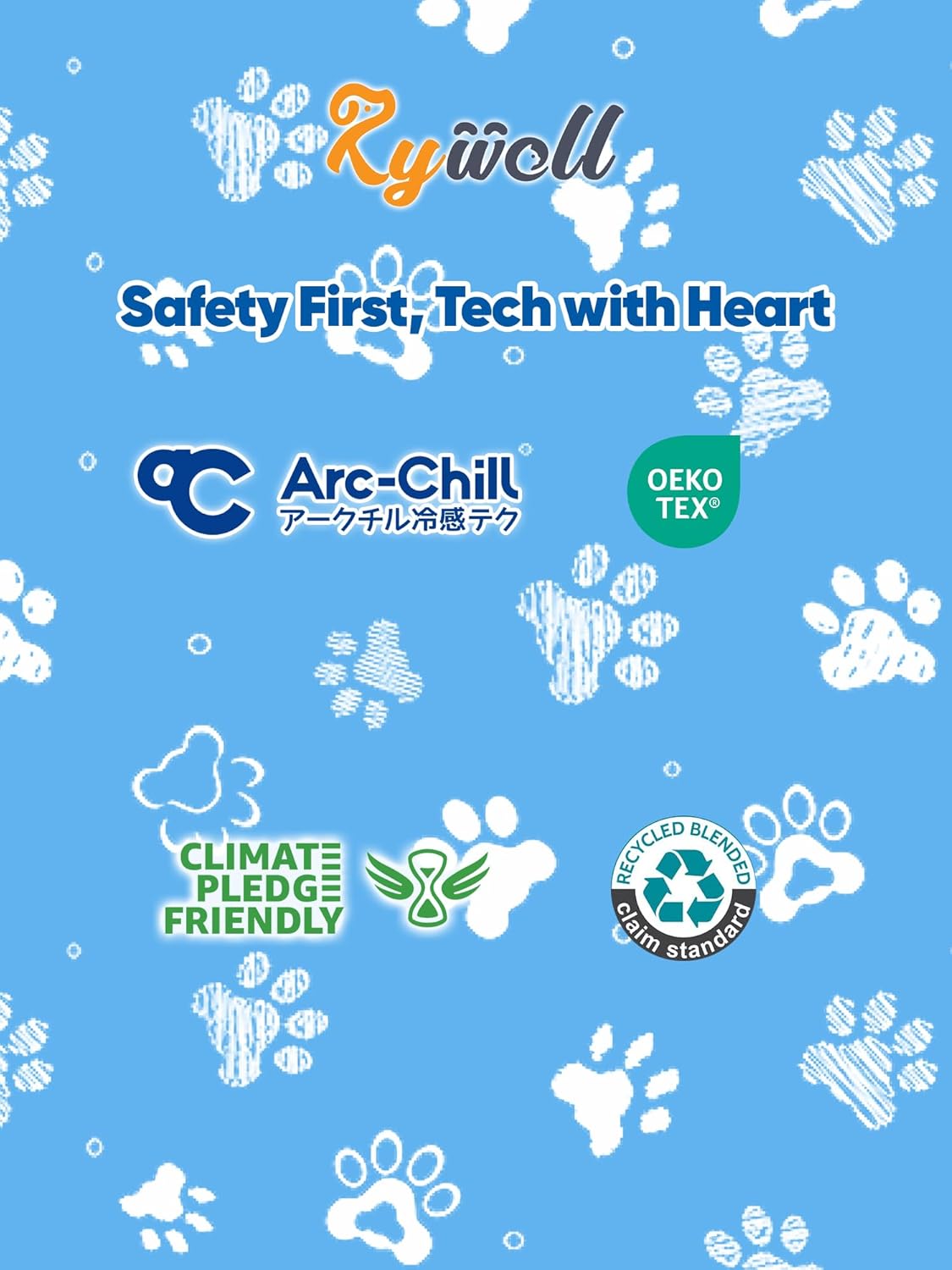 Rywell Super-Absorbent Cooling Mat for Dogs 36"x27" Arc-Chill 3.0 & Color-Changing Dog Cooling Mat, Stay Cool & Dry, Washable, Non-Slip Pet Bed Mat for Floors, Sofas, Kennels