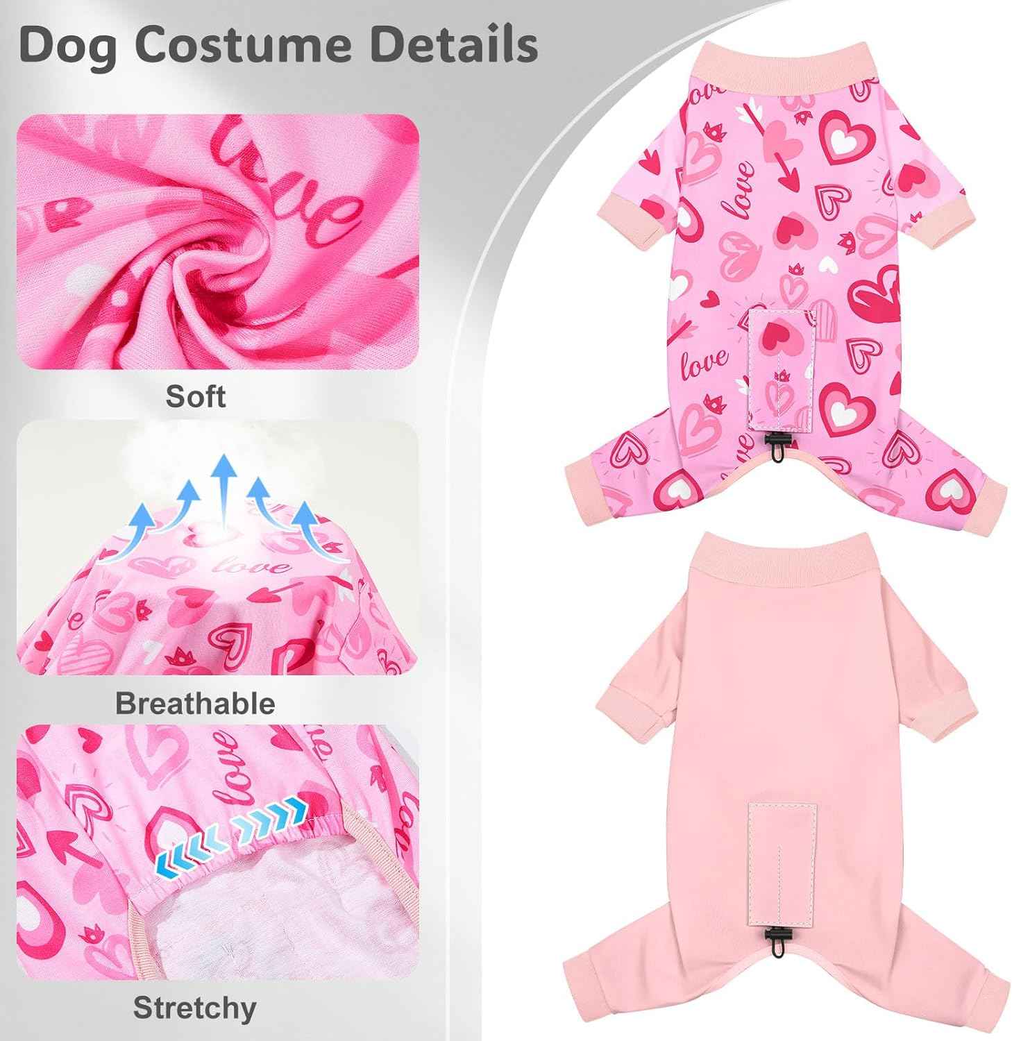 4 Pack Dog Pajamas Pet Costumes Dog Jammies Onesies Sweatshirt Adjustable Breathable Stretchy Clothes for Puppy Small Medium Large Dogs Girls Boys,S