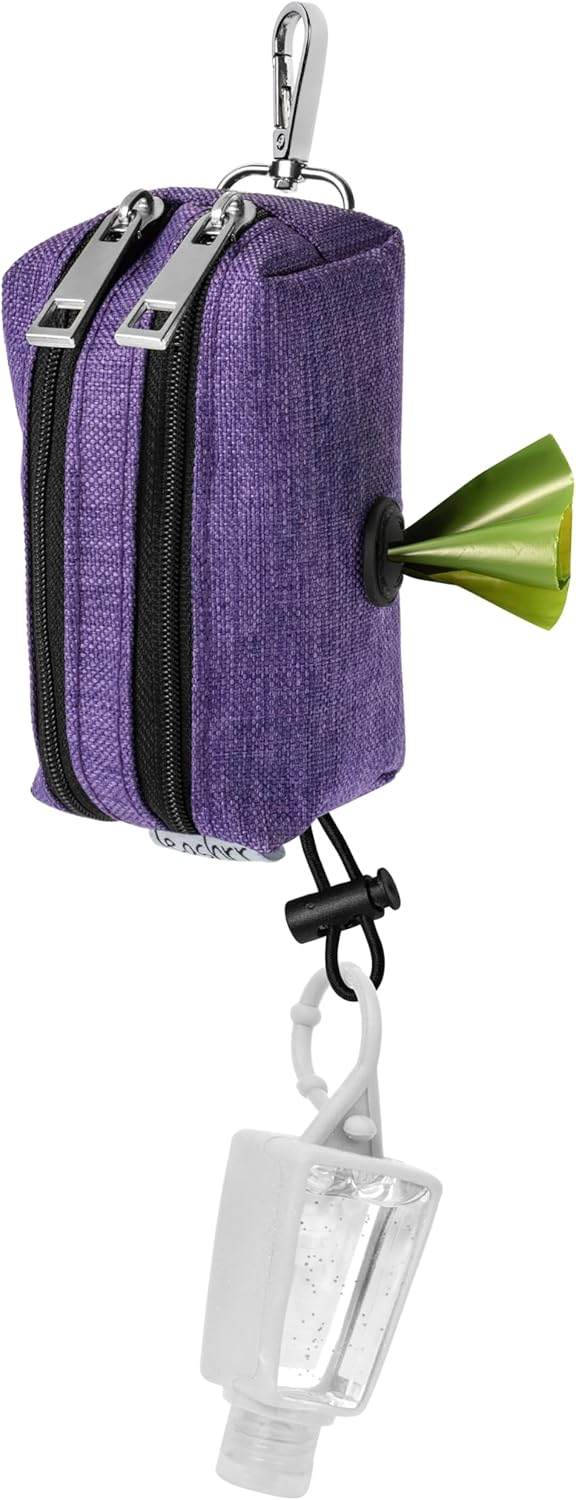 Dog Poop Bag Holder for Leashes - Dog Poop Bag Dispenser and Treat Holder with 2 Waterproof Pouches for Pet Waste Bags and Walking Accessories + 1 Free Roll - Leashrr 2.0 (Pink)