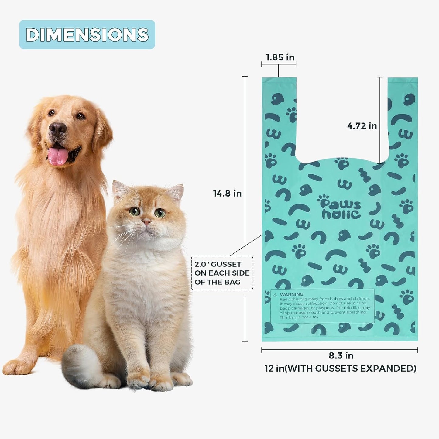 Cat Litter Bags Biodegradable 100% Leak-Proof Cat Poop Bags with Handle, 360 Counts, Cornstarch Based Extra Thick, Easy Tie Pet Waste Pick Up Bag (Lavender Scented)