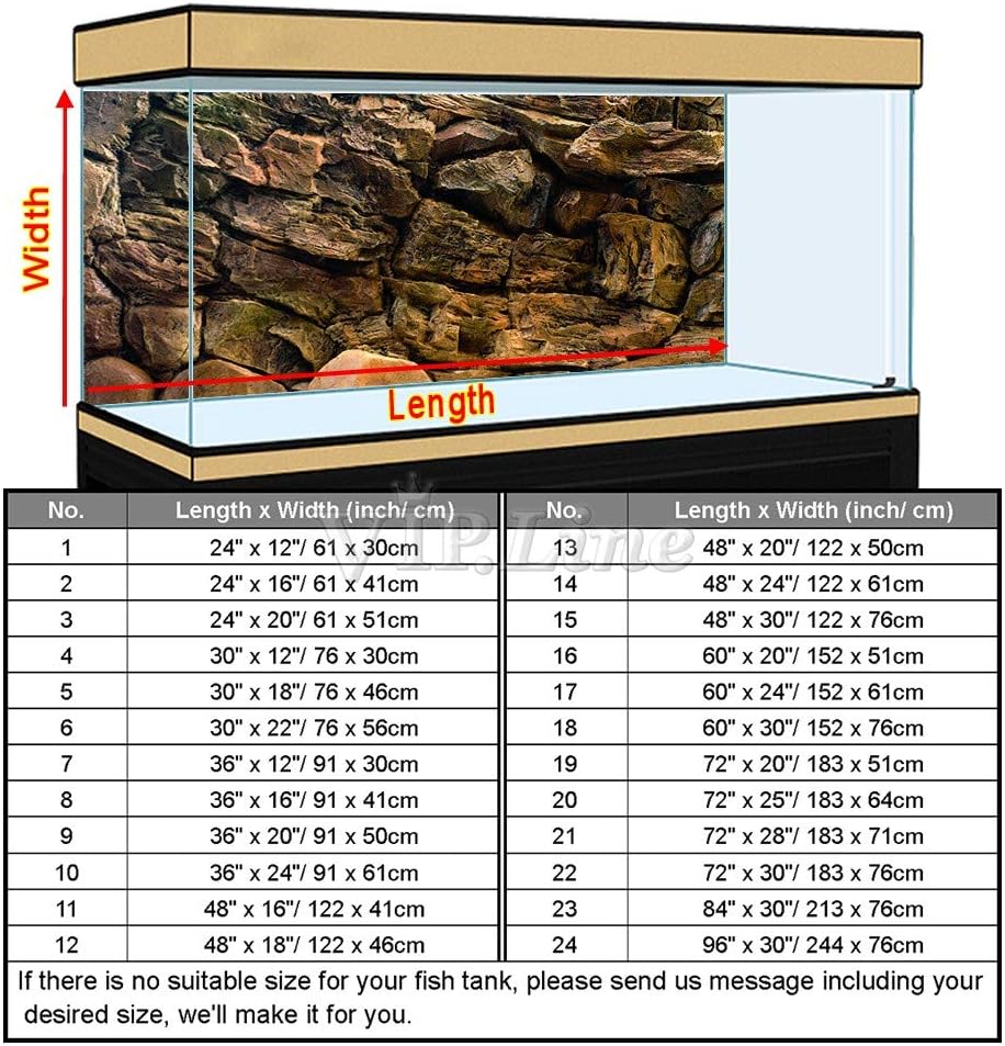 Rock Wall Aquarium Background Poster PVC Fish Tank Decor Landscape 24 36 48 72 (96" x 30"/ 244 x 76cm)
