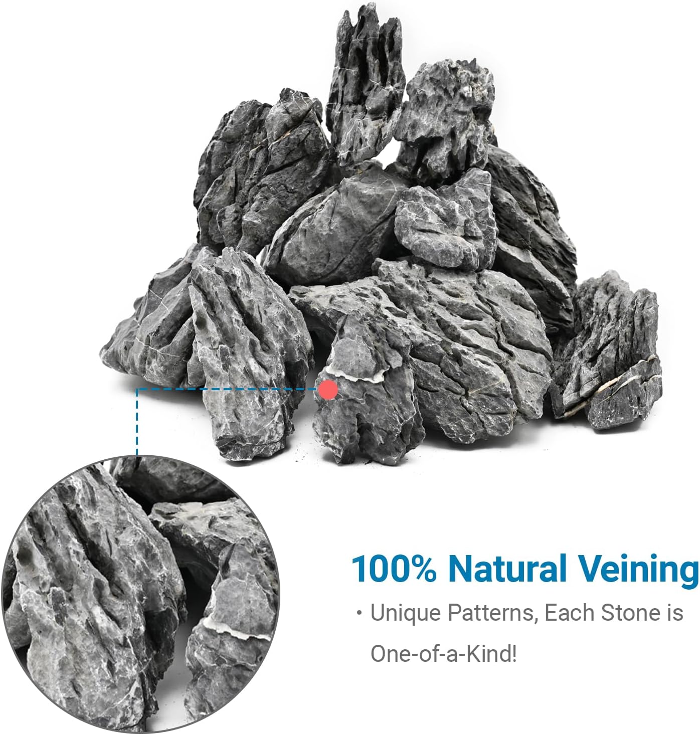 KINGRUI Aquarium Rocks Seiryu Rock Stone 44lb Dragon Stone for Aquarium Landscaping Models Fish Tank Decoration Reptile and Amphibian enclosures 3 to 9 inch