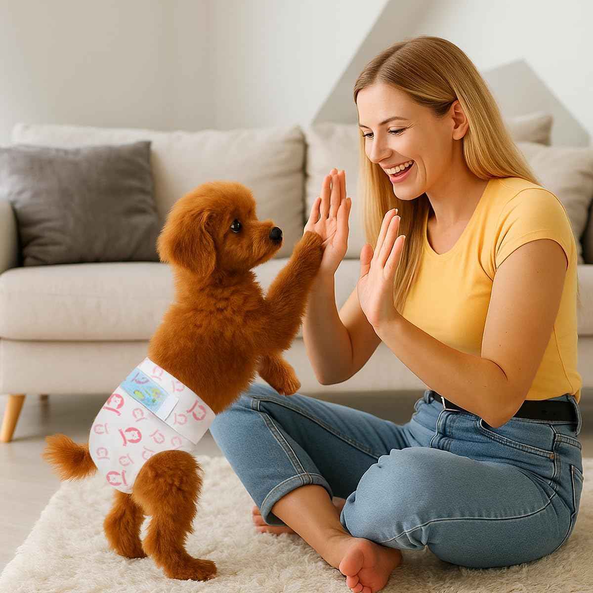 90 Count Disposable Dog Diapers Female, Super Absorbent Pink Puppy Doggie Diapers for Small Female Dogs Urination or Incontinence (Waist 10-16.5 in S)