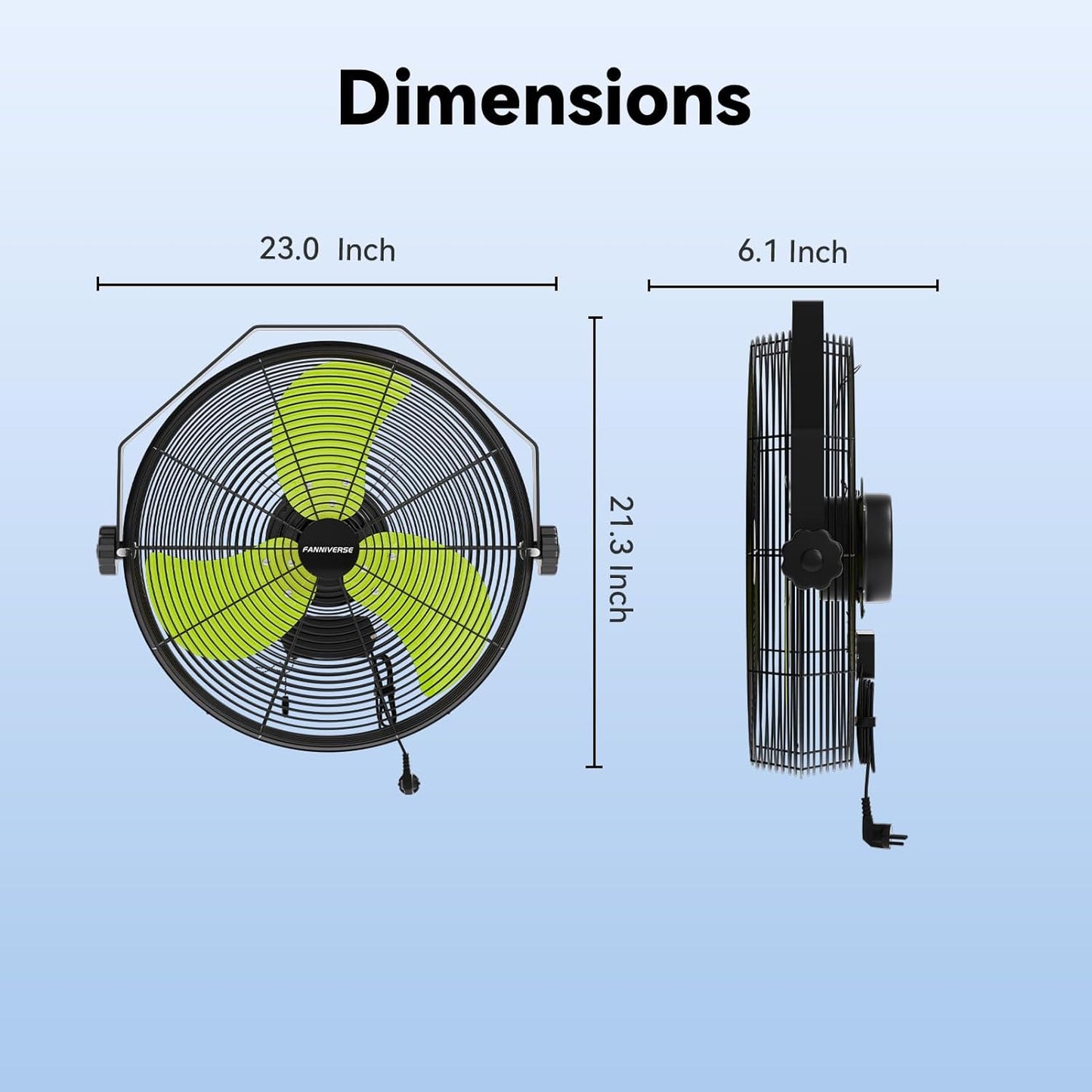 18 Inch Wall Fan Pro Series - 4900 CFM 3 Speed High Velocity Industrial Wall Mount Fans for Commercial, Residential, Warehouse, Covered Patio, Shop, Garage, Barn, Gazebo UL Safety Listed