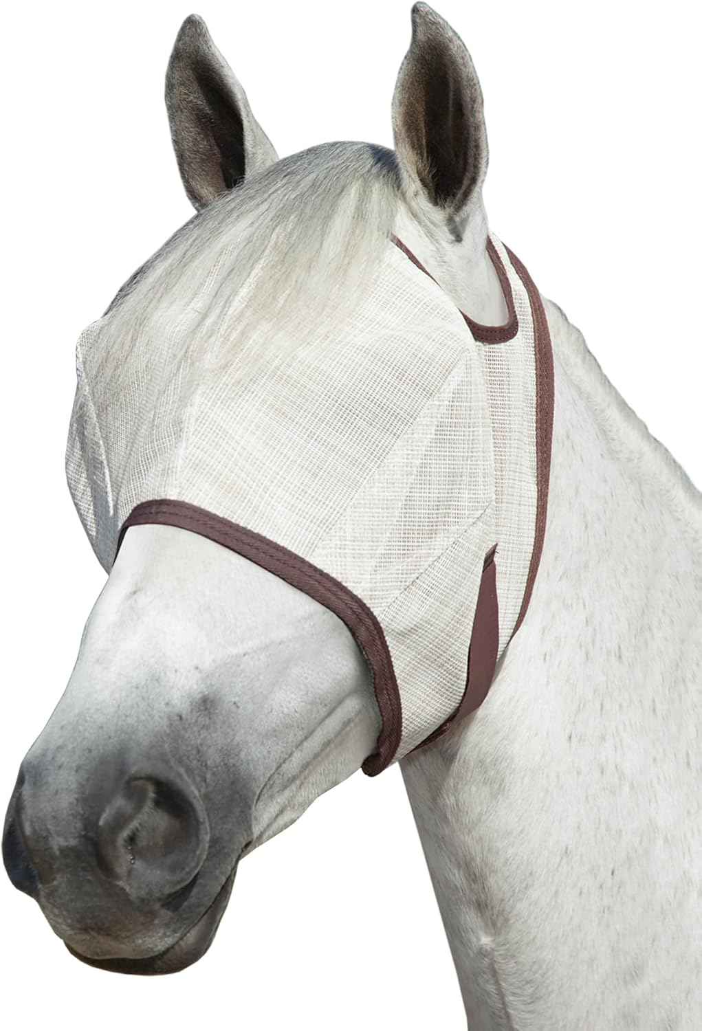 Kensington Fly Mask Web Trim Protects Horses Face and Eyes from Bites and Sun Rays While Allowing Full Visibility Ears and Forelock Able to Come Through The Mask, X-Large, Desert Sand