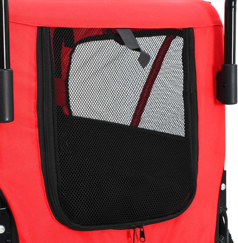 Dog Bike Trailer with Rain Cover for Medium and Large Dogs, Bike Pet Trailer with a Safety Flag, Folding Frame Carrier, Universal Bicycle Coupler, Red and Black(A)