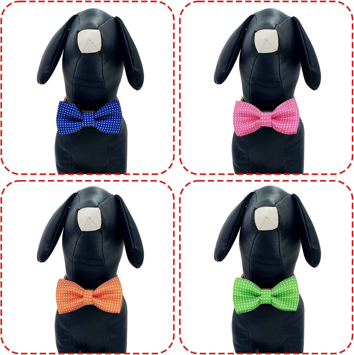 PET SHOW 8 Colors Dot Small Dogs Collar Embellishment Attachment Bow Ties Puppies Cats Collar Charms Accessories Slides Bowties for Birthday Wedding Parties Assorted Pack of 8