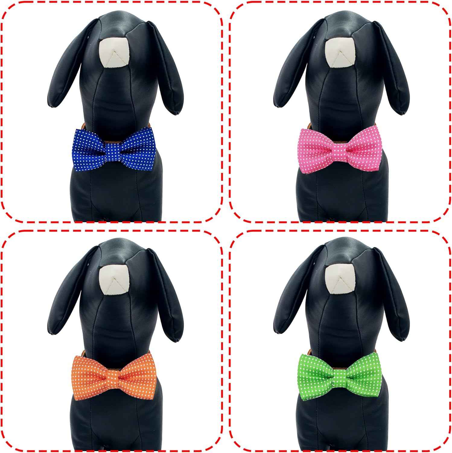 PET SHOW 8 Colors Dot Small Dogs Collar Embellishment Attachment Bow Ties Puppies Cats Collar Charms Accessories Slides Bowties for Birthday Wedding Parties Assorted Pack of 8