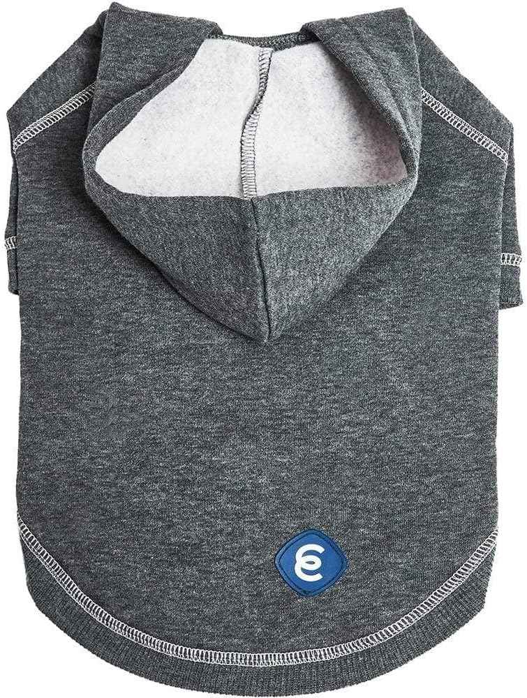 Blueberry Pet Essentials Dog Hoodie – 10 inch, Cotton‑Blend Sweatshirt with Hood, Charcoal Grey, Machine‑Washable Small‑Dog Jersey