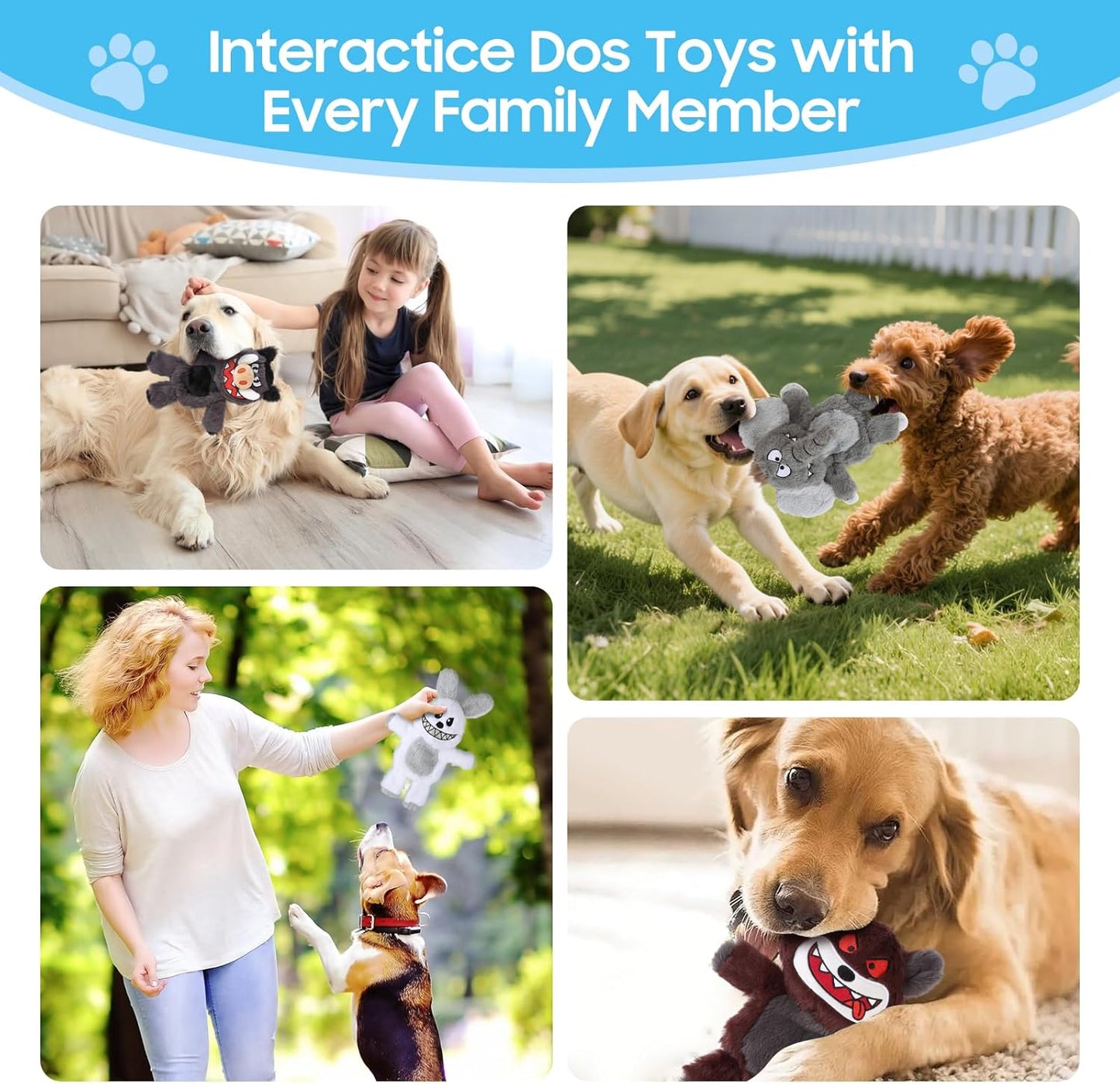 Bzonsmart Squeaky Dog Toys, 5 PCS Crinkle Dog Toy Plush, Dog Toys Value Pack for Small Medium and Large Dogs, Dog Chew Toys to Keep Them Busy