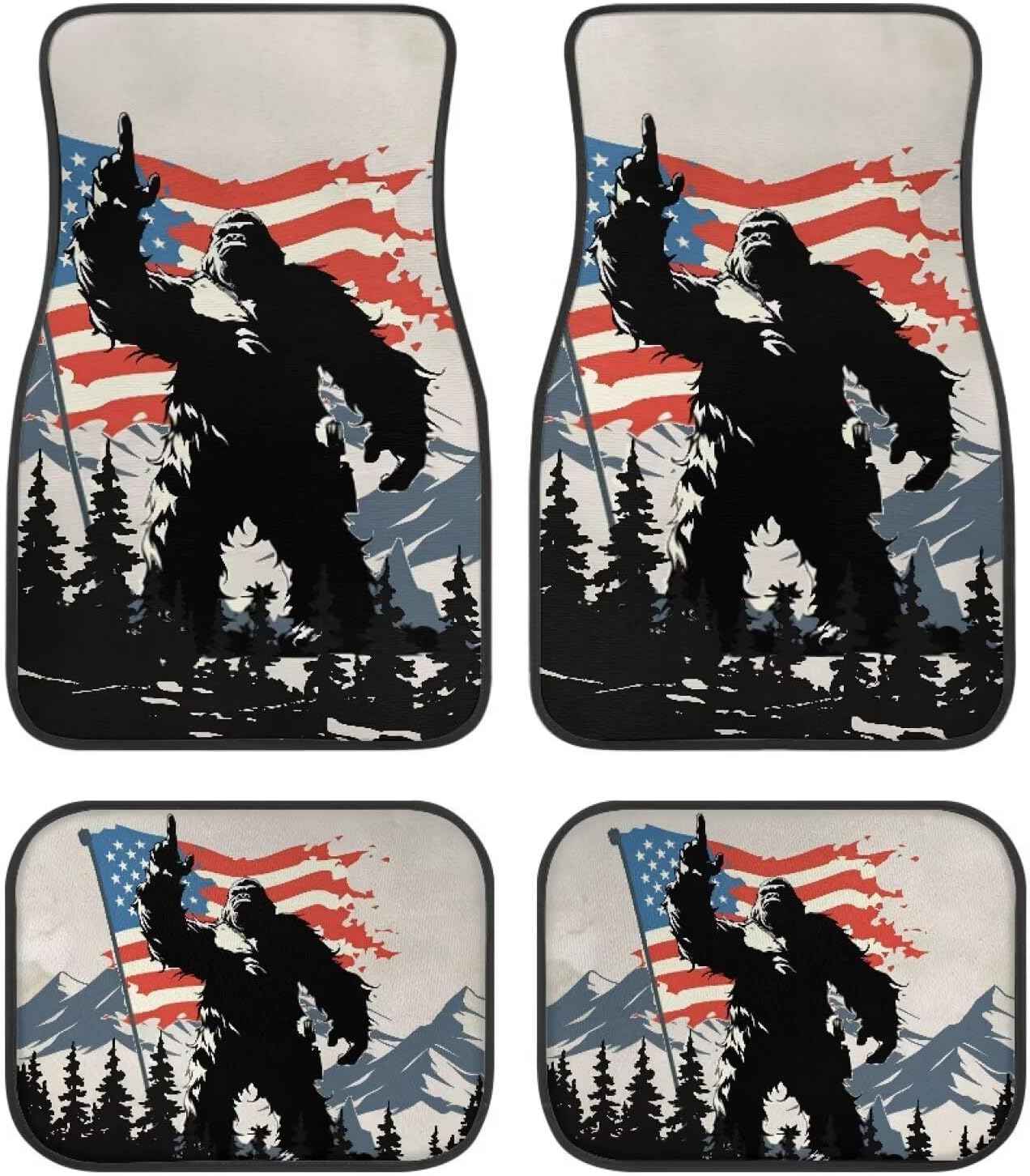American Flag Car Floor Mats Set of 4 Pcs Bigfoot Carpet with Rubber Backing,Universal Heavy Duty Material Nonslip Auto Floor Liner Decor for Men