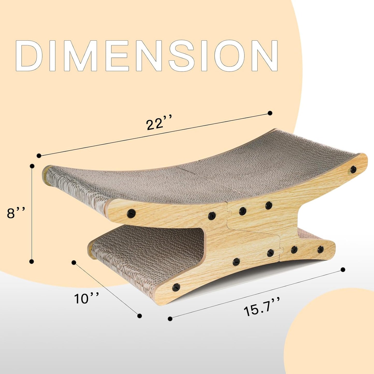 Reversible Cat Scratcher Bed, Large Scratching Board for Indoor Cats - Cardboard Pad & Durable Cat Scratcher Lounge Hammock Furniture, Natural Wood Color