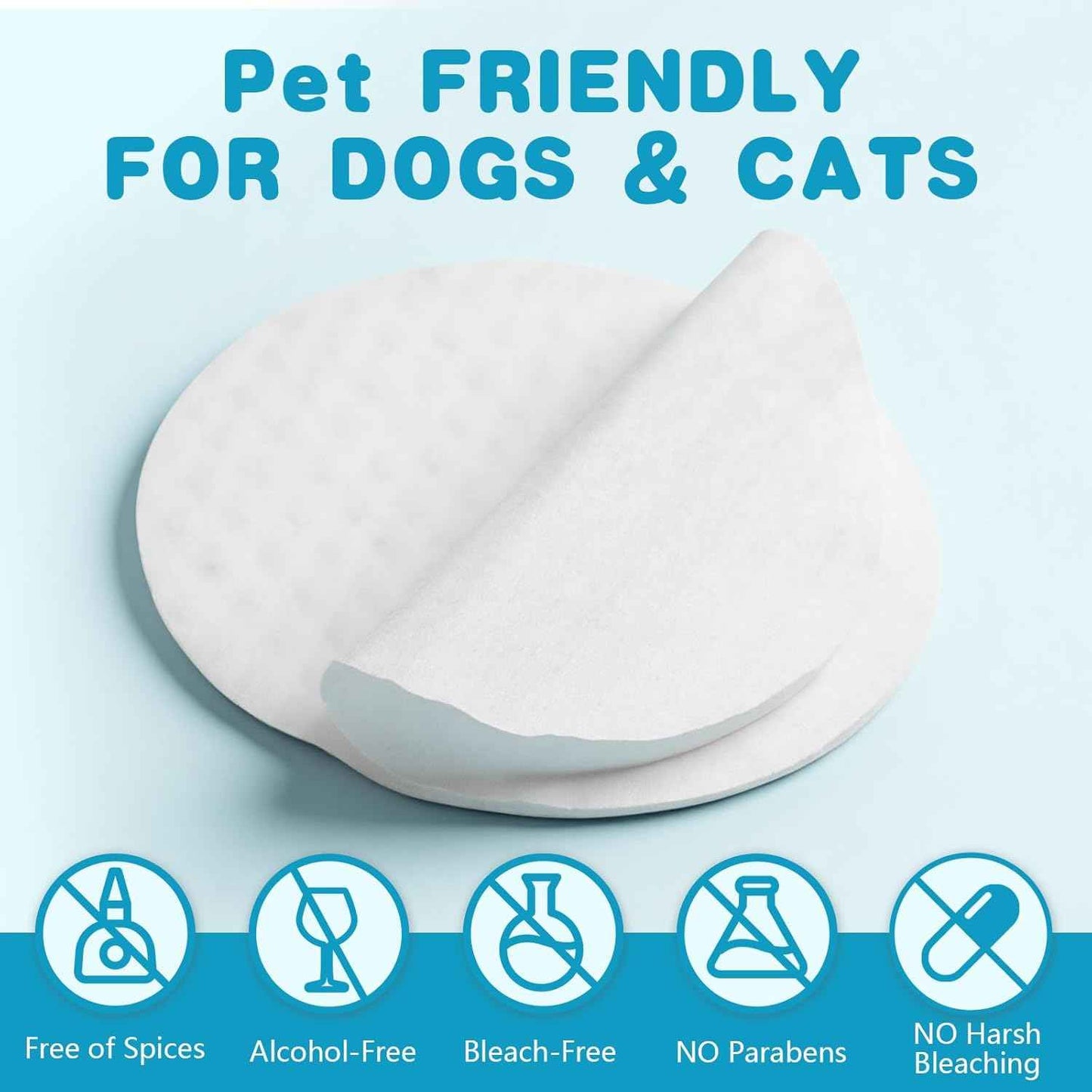 Pet Eye Cleaning Wipes, Suitable for Dogs and Cats, Remove Tear Stains, Debris, and Secretions, Reduce Tear Marks, Gentle and Hypoallergenic Formula, 100 Count