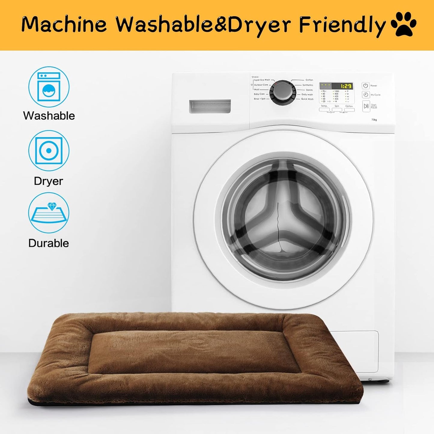 Dog Beds Crate Pad for Extra Small Dogs Ultra Soft Dog Crate Bed Washable & Anti-Slip Kennel Pad for Dogs Cozy Sleeping Mat,Brown 22inch