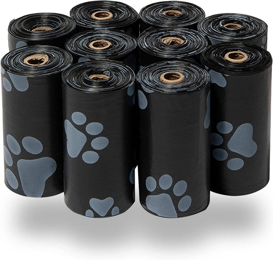 Best Pet Supplies Dog Poop Bags for Waste Refuse Cleanup, Doggy Roll Replacements for Outdoor Puppy Walking and Travel, Leak Proof and Tear Resistant, Thick Plastic - Black, 150 Bags